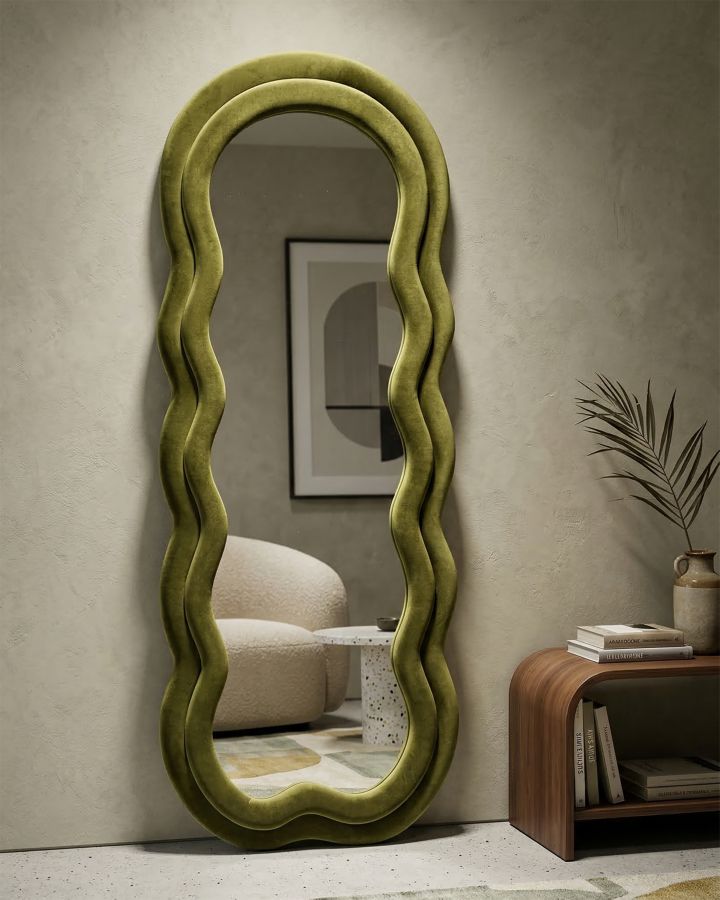 WALL MIRROR MIKI GREEN VELVET CM 60X4X160 - slika 5