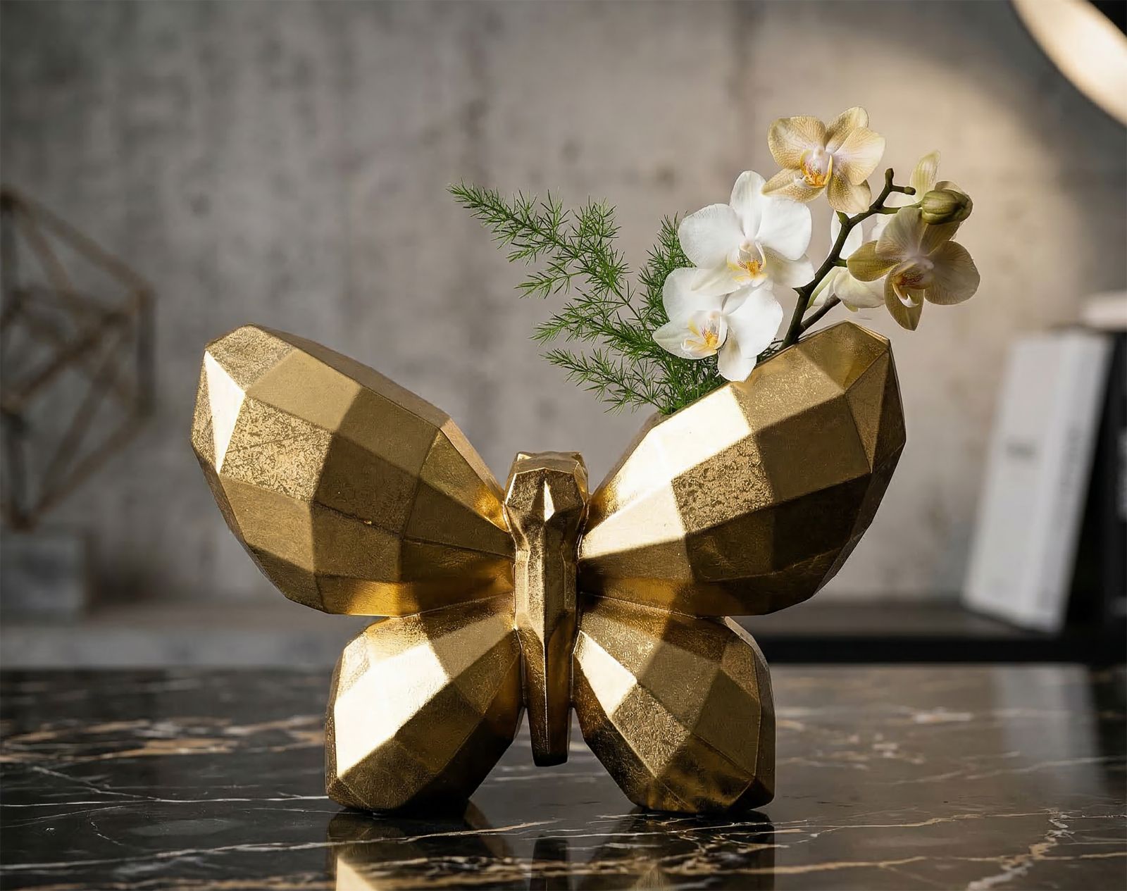 VASE BUTTERFLY GOLD CM 22,5X8X15 - slika 7
