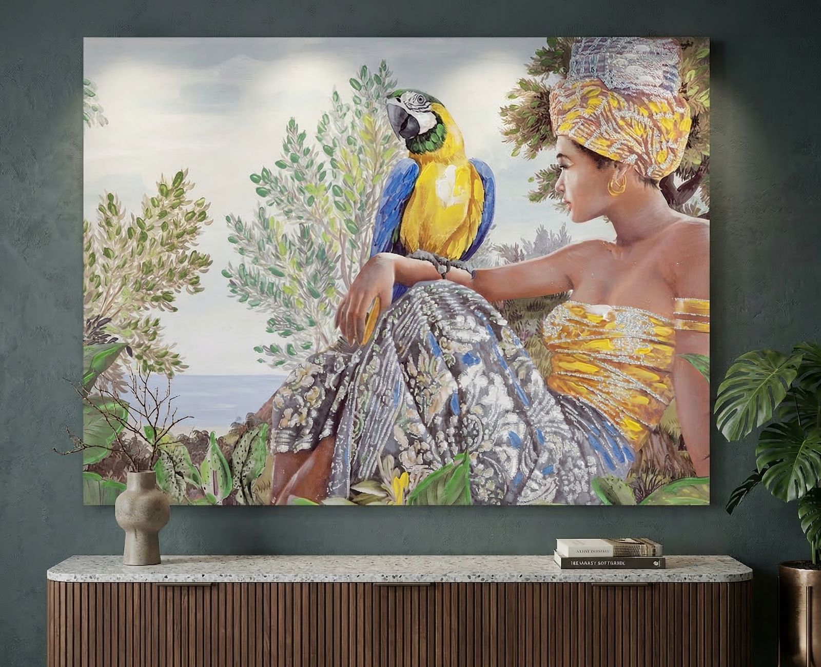 HANDMADE WALL PAINTING KENDA ORIZZONTAL CM 120X3X90 - slika 5