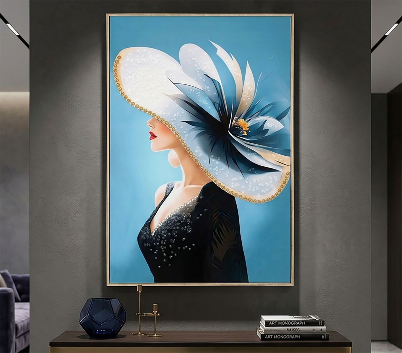 PAINTING ON CANVAS LACQUERED COLOUR WITH FRAME -B- CM 62X4X92 - slika 6