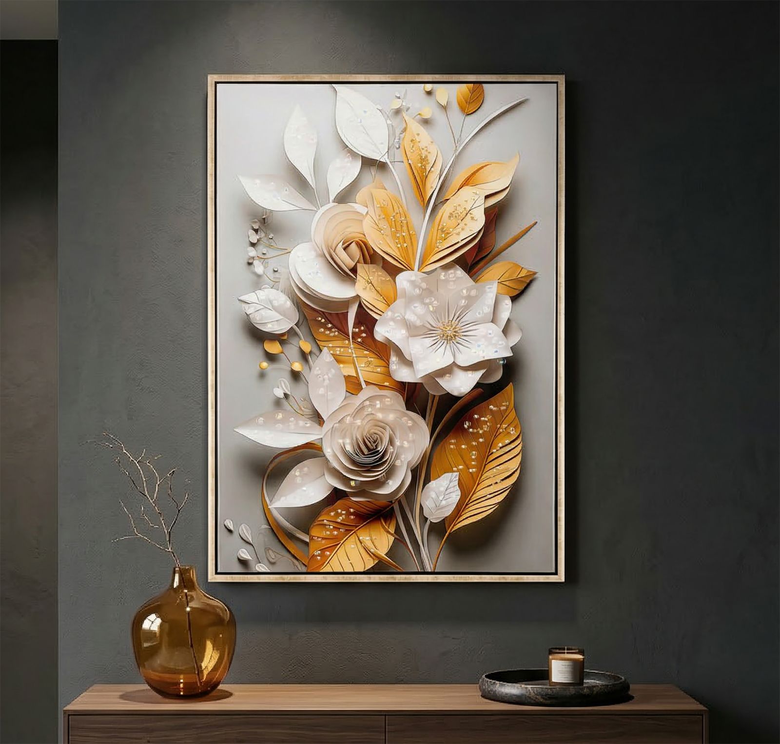 LAQUARED WALL PANTING WITH FRAME FLORA M 42X3,5X62 - slika 5