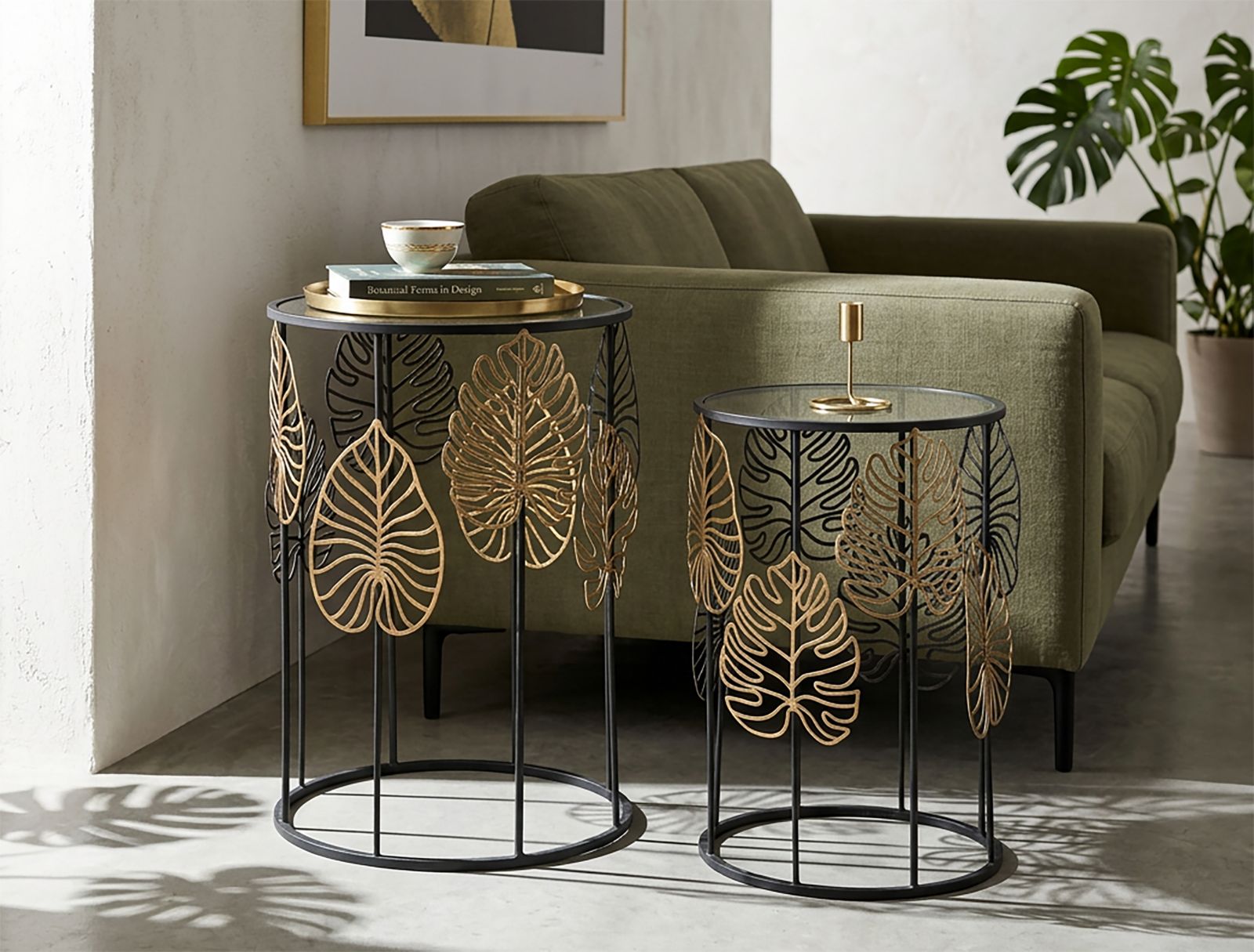 TABLE FOGLIE GLAM COPPIA CM Ø 38X55-33X50 - slika 6
