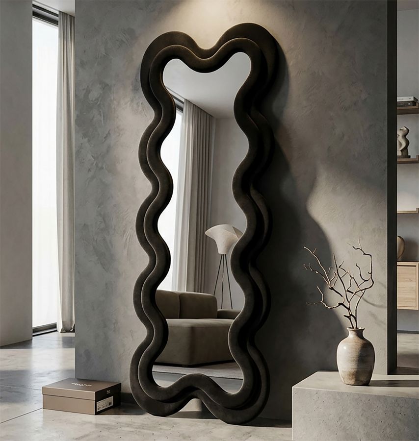 MONICA BLACK WALL MIRROR CM 58 4 160 ( INSIDE MIRROR SIZE CM 39 124) - slika 7