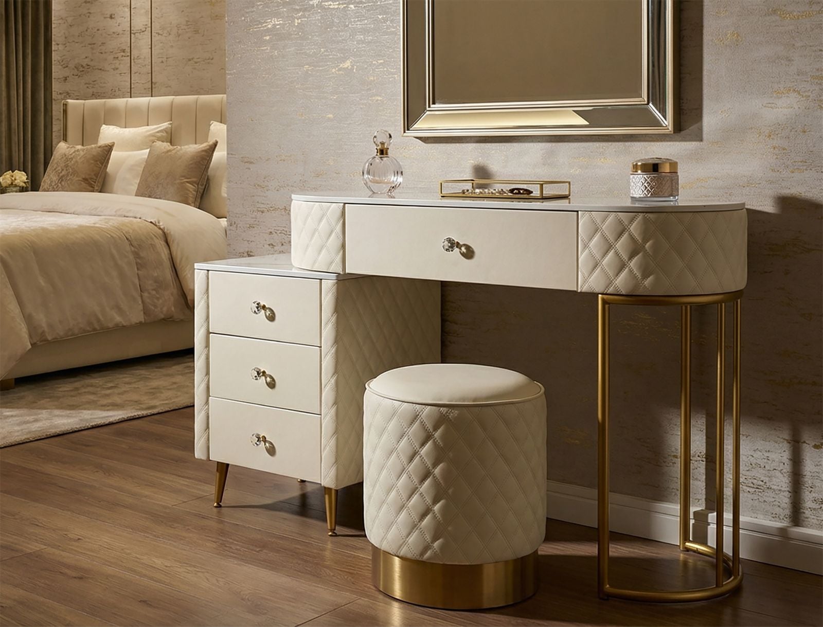 BED DESK SHARON WHITE WITH STOOL CM 120X40X75 (STOOL SIZE Ø36X39) - slika 12