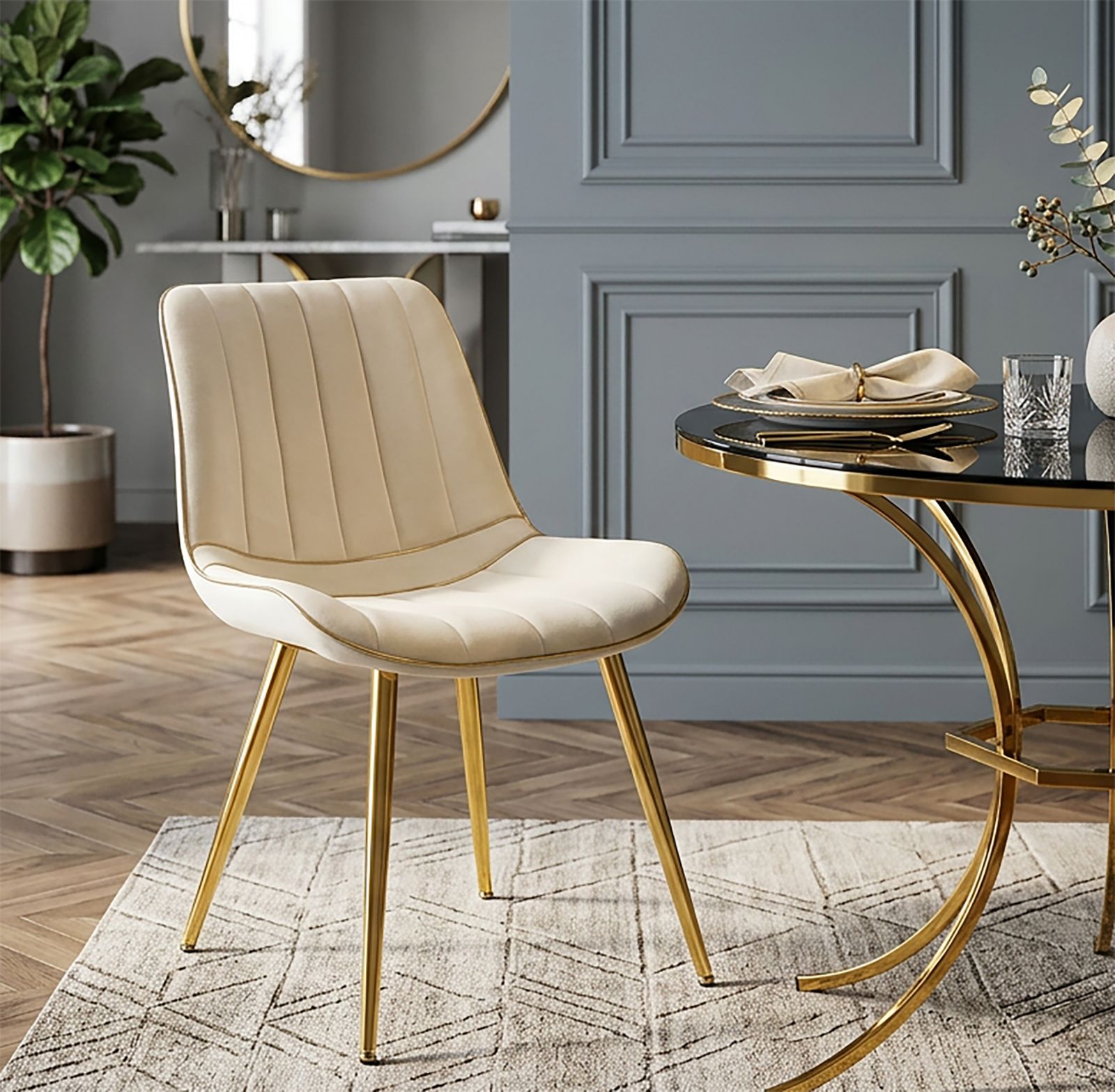 CHAIR PARIS CREMA/GOLD SET 2 PZ CM 51X59X79 - slika 7
