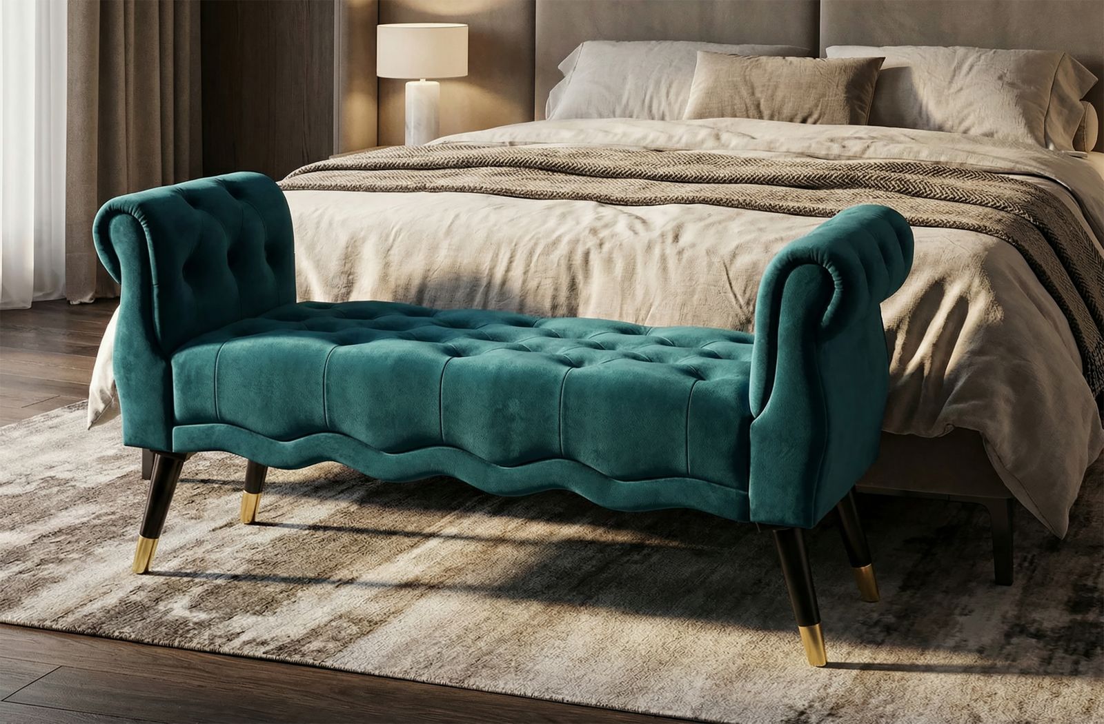 BENCH PARIS TEAL/GOLD CM 120X40X60 - slika 8