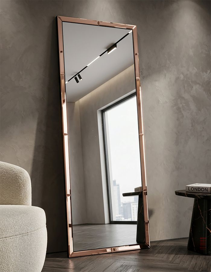 WALL MIRROR BERLIN PINK CM 55X2X150 ( INSIDE MIRROR SIZE CM 49X143,5) - slika 6