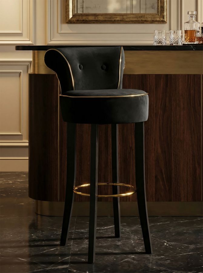 BAR STOOL LUXY BLACK CM 46X48X96 - slika 9