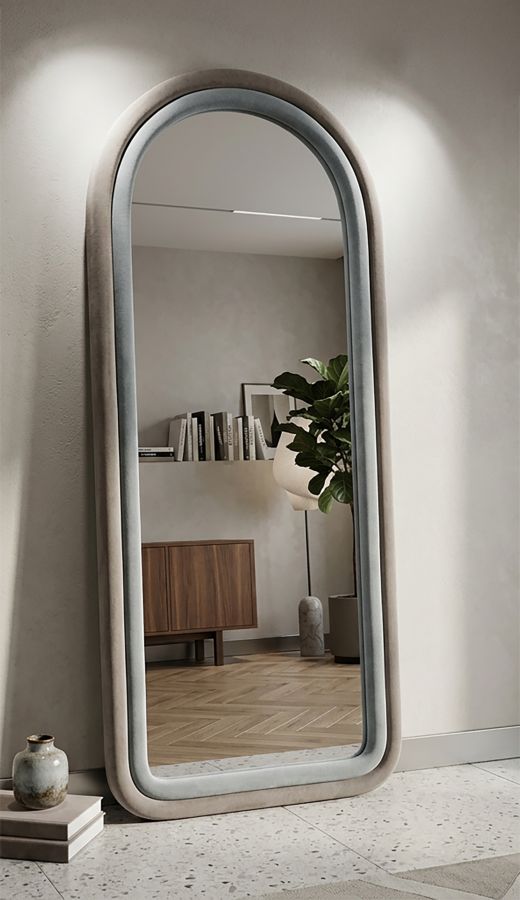 WALL MIRROR CLOE GREY VELVET CM 60X4X160 - slika 5