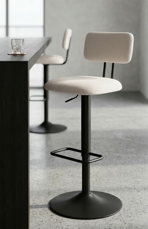 BAR STOOL WITH LIFT LIGHT WHITE CM 41X47,5X85-106,5(SEAT CM 61-83) SET 2PCS - slika 8
