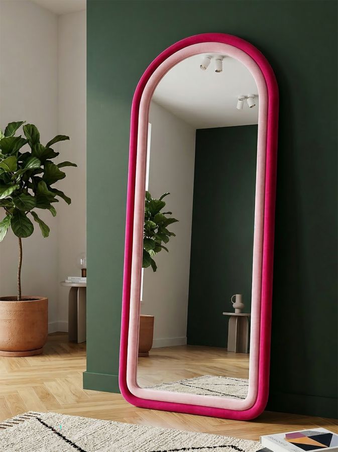 WALL MIRRORO CLOE FUXIA VELVET CM 60X4X160 - slika 5