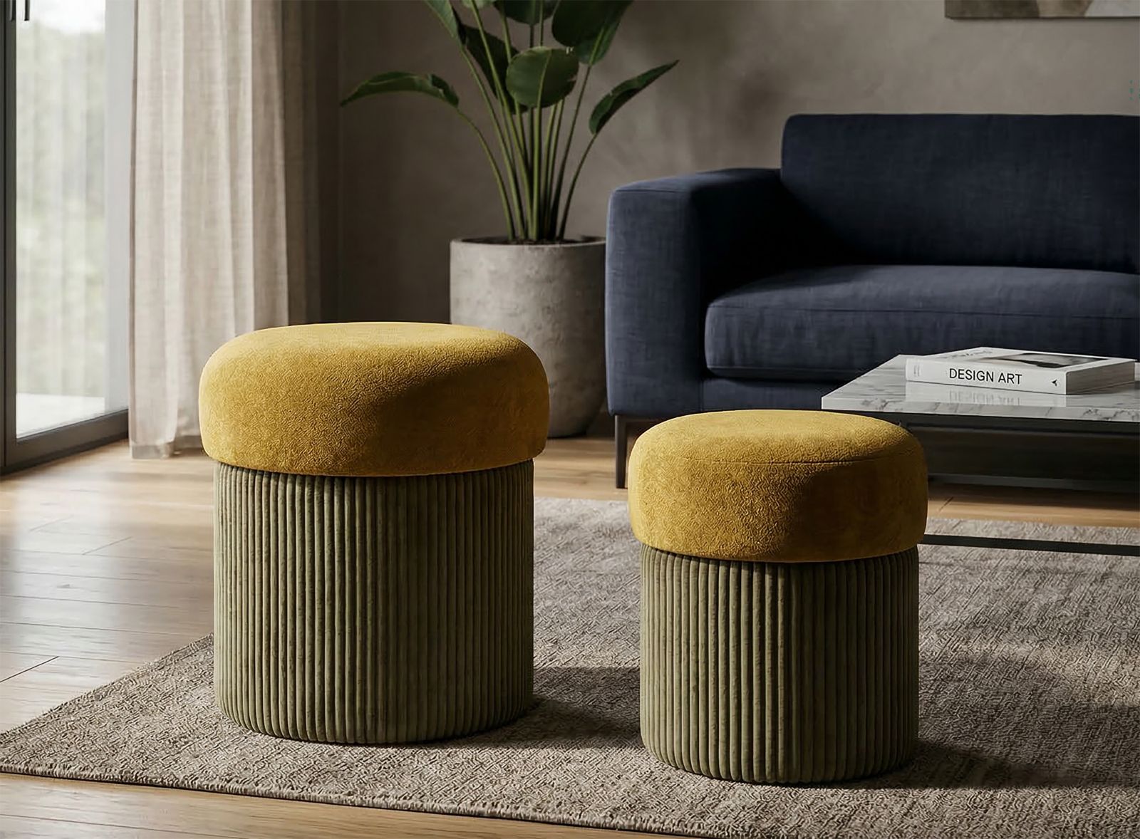 PUFF WITH STORAGE ASPEN GREEN SET 2 PCS CM Ø 42X44-35X37 - slika 7
