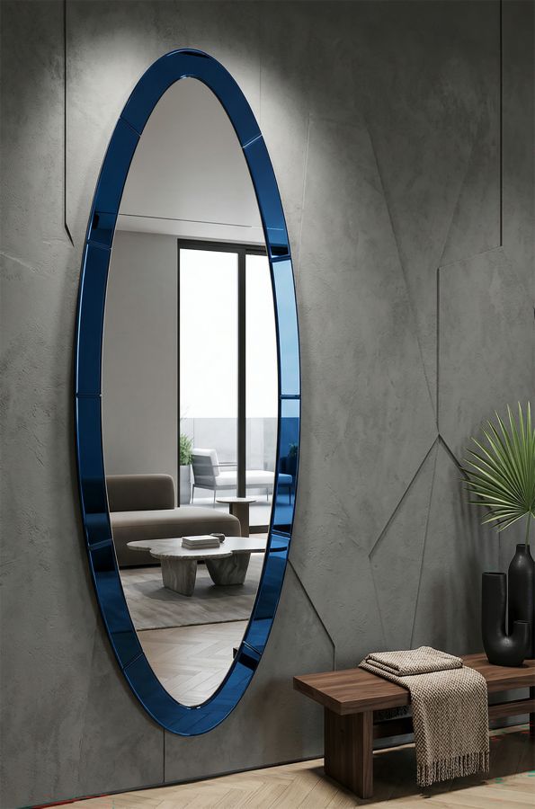 OSLO BLUE WALL MIRROR CM 55X2X150 ( INSIDE MIRROR SIZE CM 42,5x137,5) - slika 6