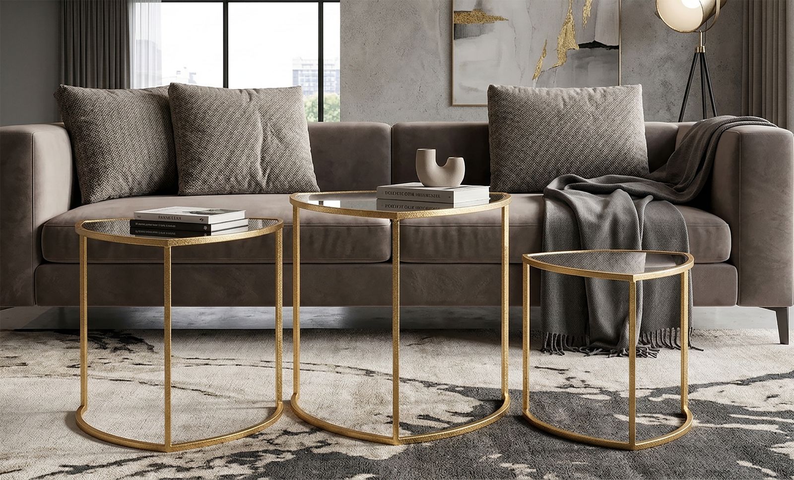COFFEE TABLE TRIANGLE SET 3 PZ CM Ø 60X50-50X45-40X40 - slika 7