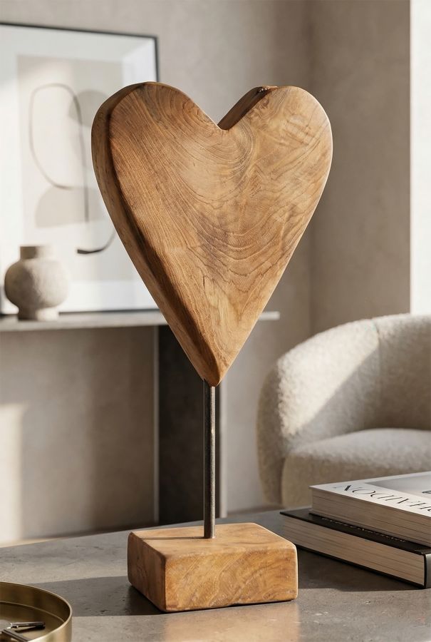 HEART SCULPTURE TEAK CM 15X10X35 - slika 9