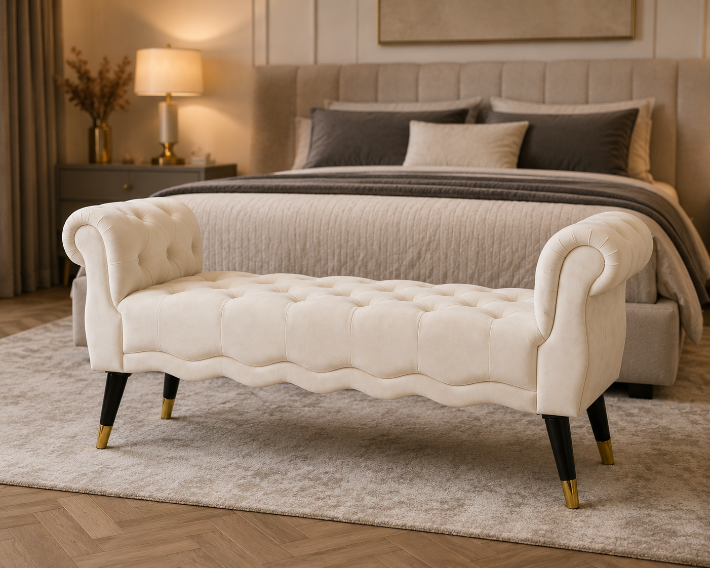 Paris klop 120X40X60cm - krem / črna / zlata - slika 3
