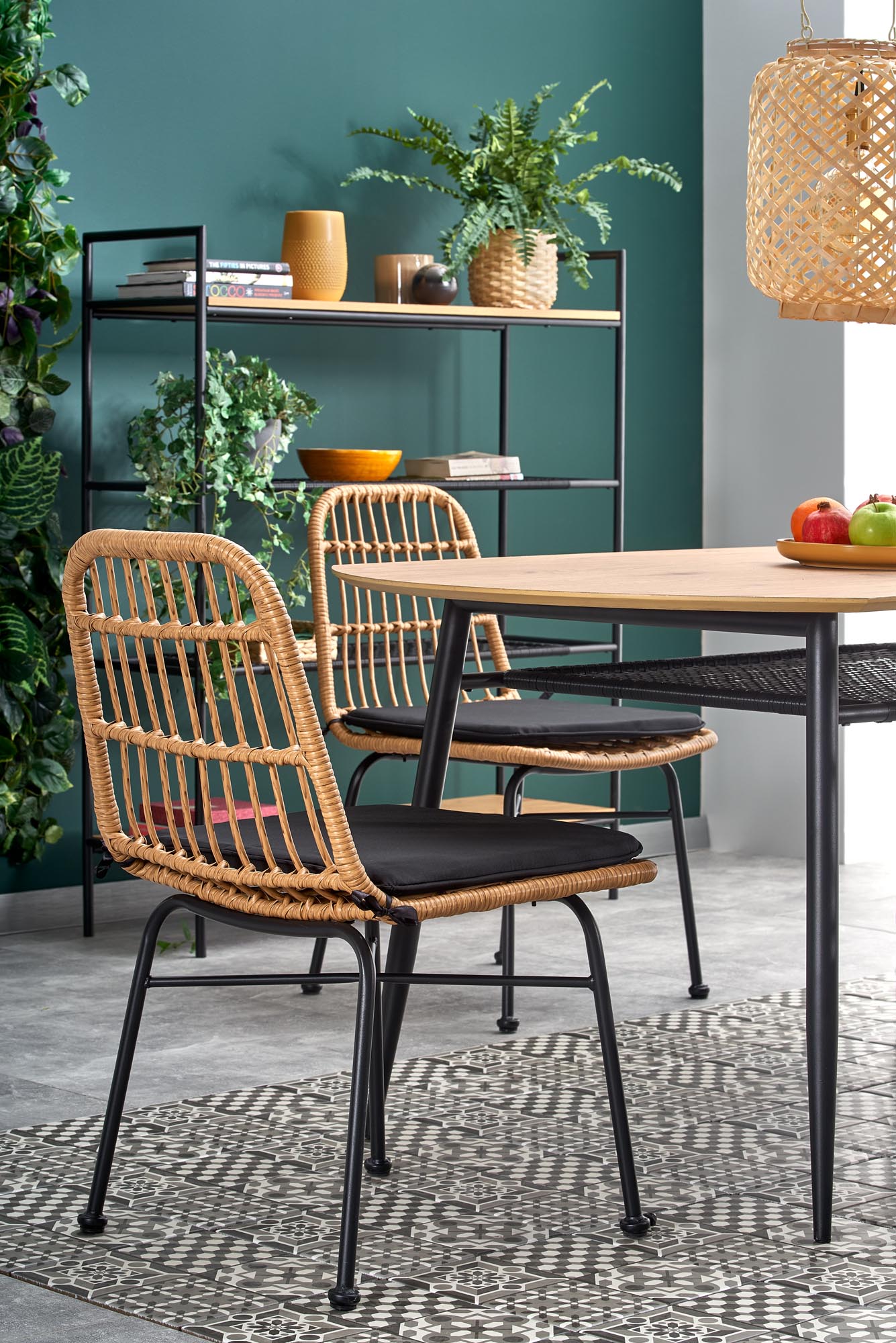 JACKSON table, color: top - golden oak, legs - black - slika 2