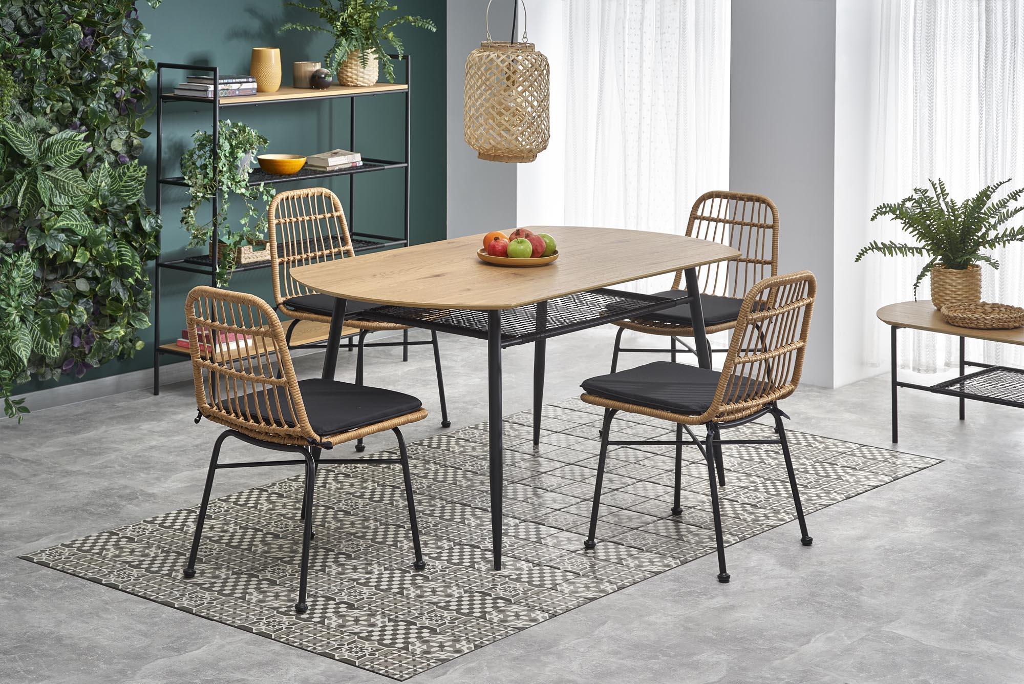 JACKSON table, color: top - golden oak, legs - black - slika 3