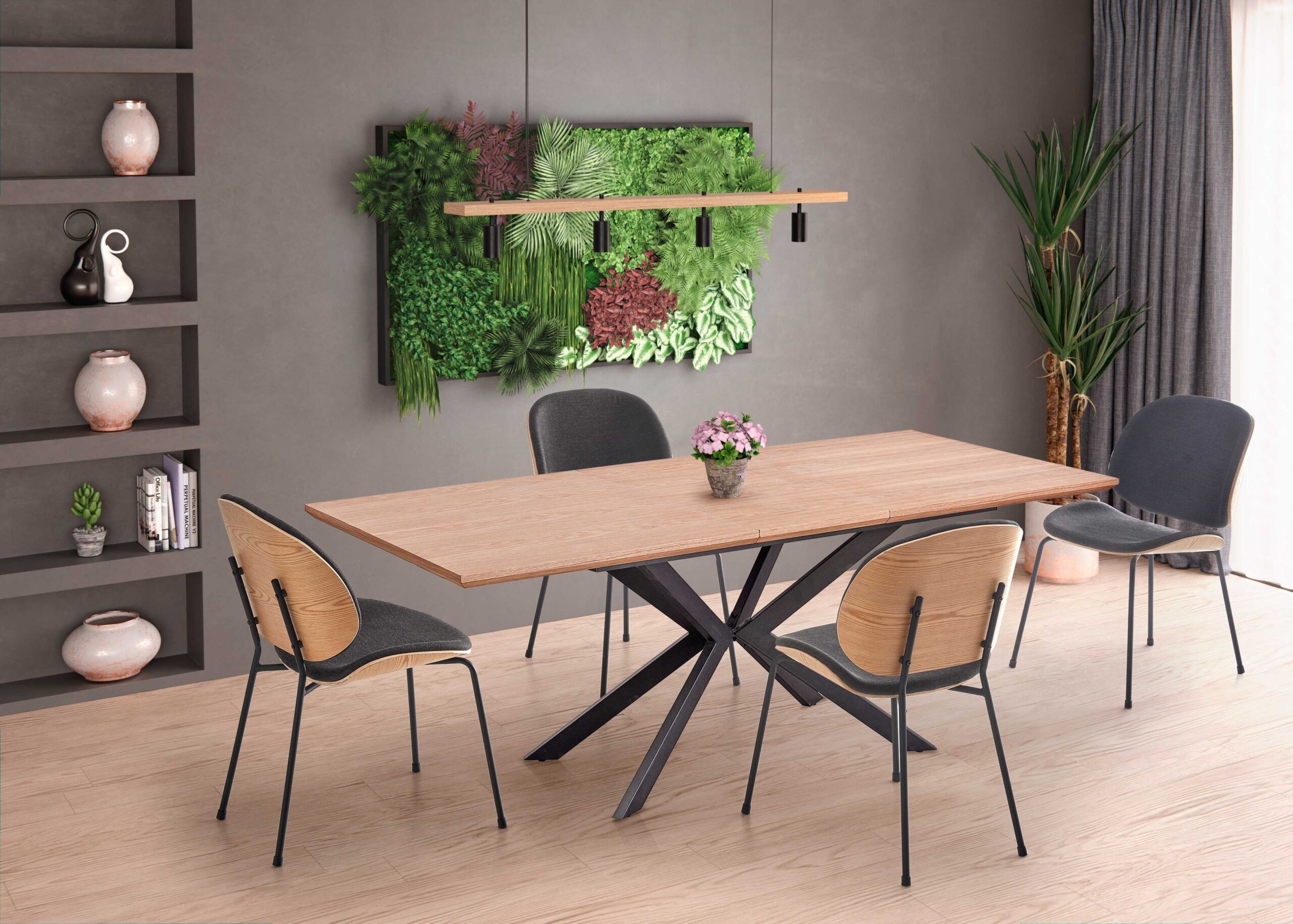 LEGARTO table natural oak/black - slika 2