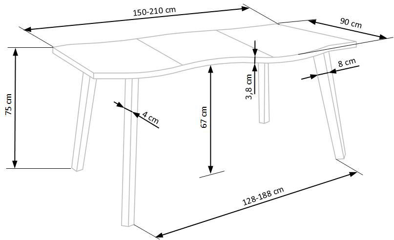 DICKSON 2 extension table 150-210, natural / black - slika 17