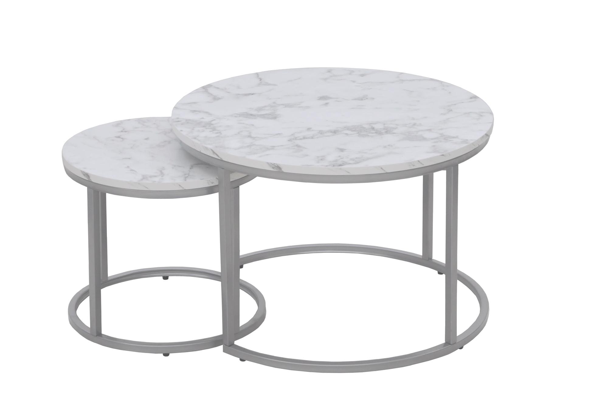 PAOLA 2 set of two coffee tables, marble / silver - slika 2
