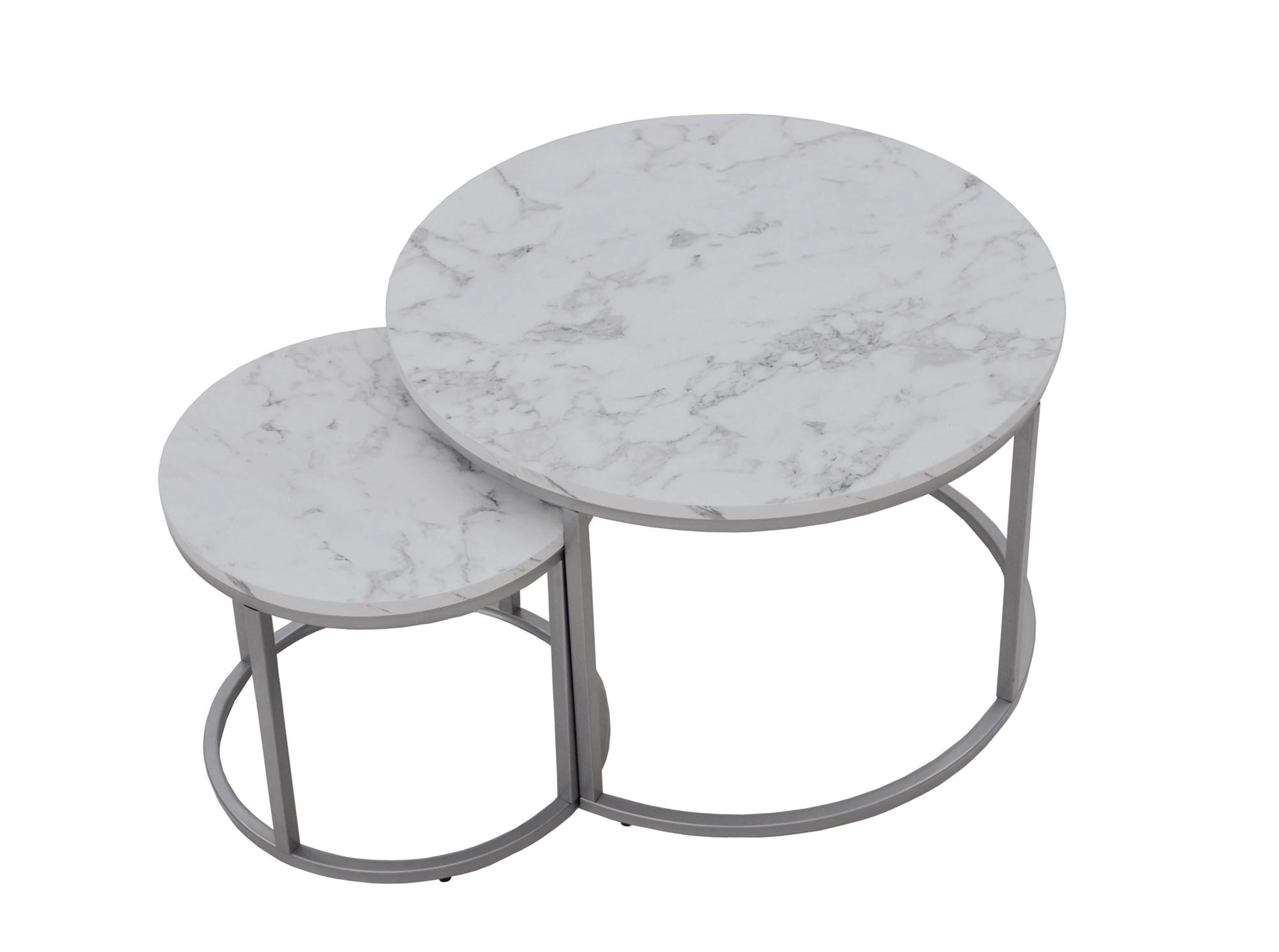 PAOLA 2 set of two coffee tables, marble / silver - slika 3