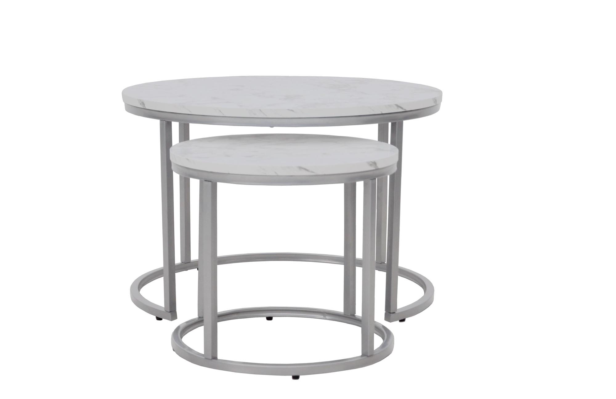 PAOLA 2 set of two coffee tables, marble / silver - slika 4