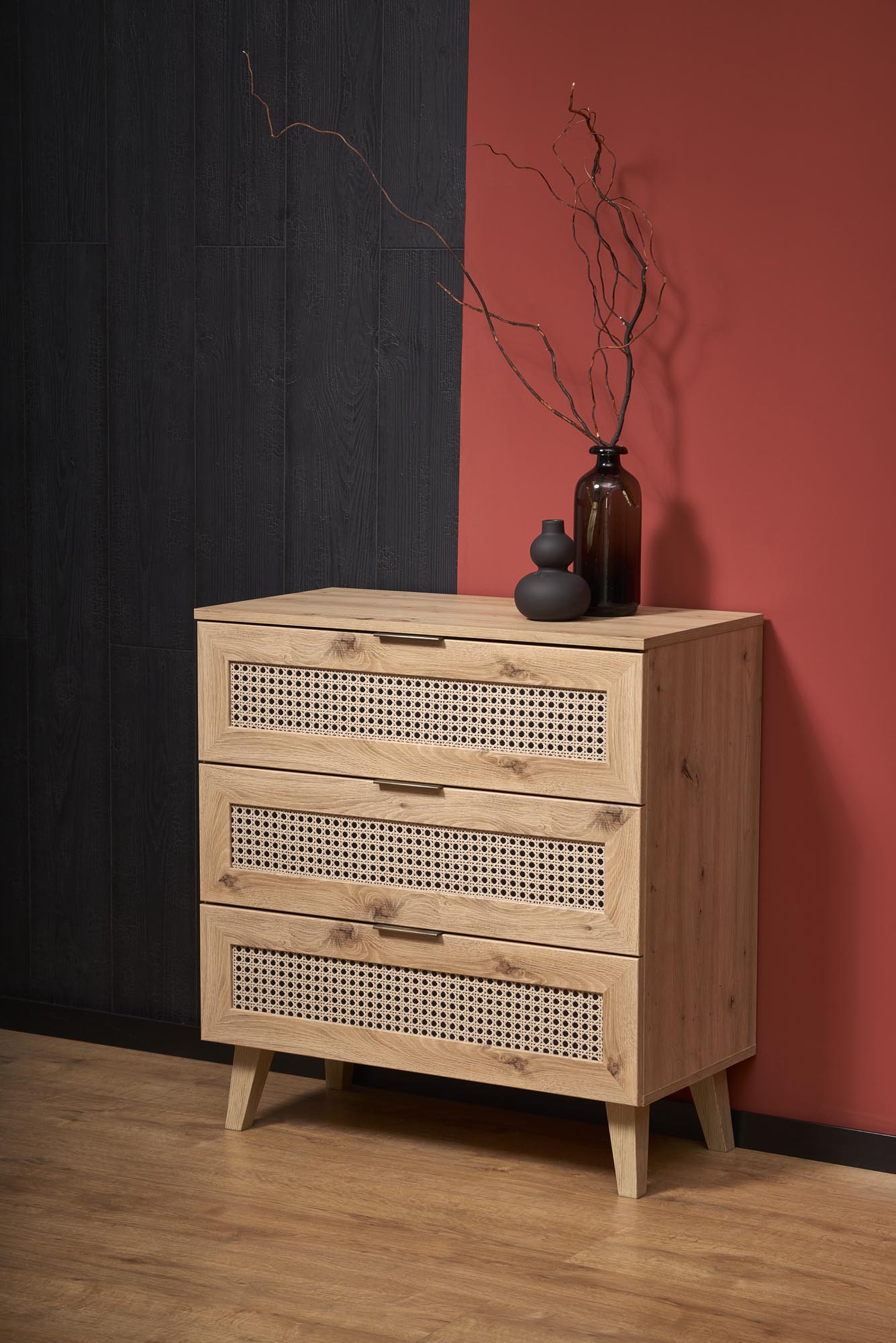 BORNEO KM-2 chest, artisan oak / black - slika 2