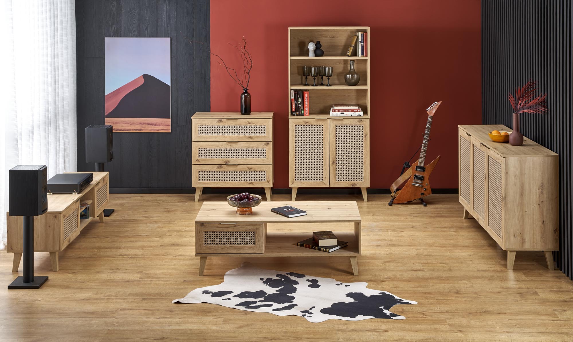 BORNEO LAW-1 coffee table, artisan oak / black - slika 11