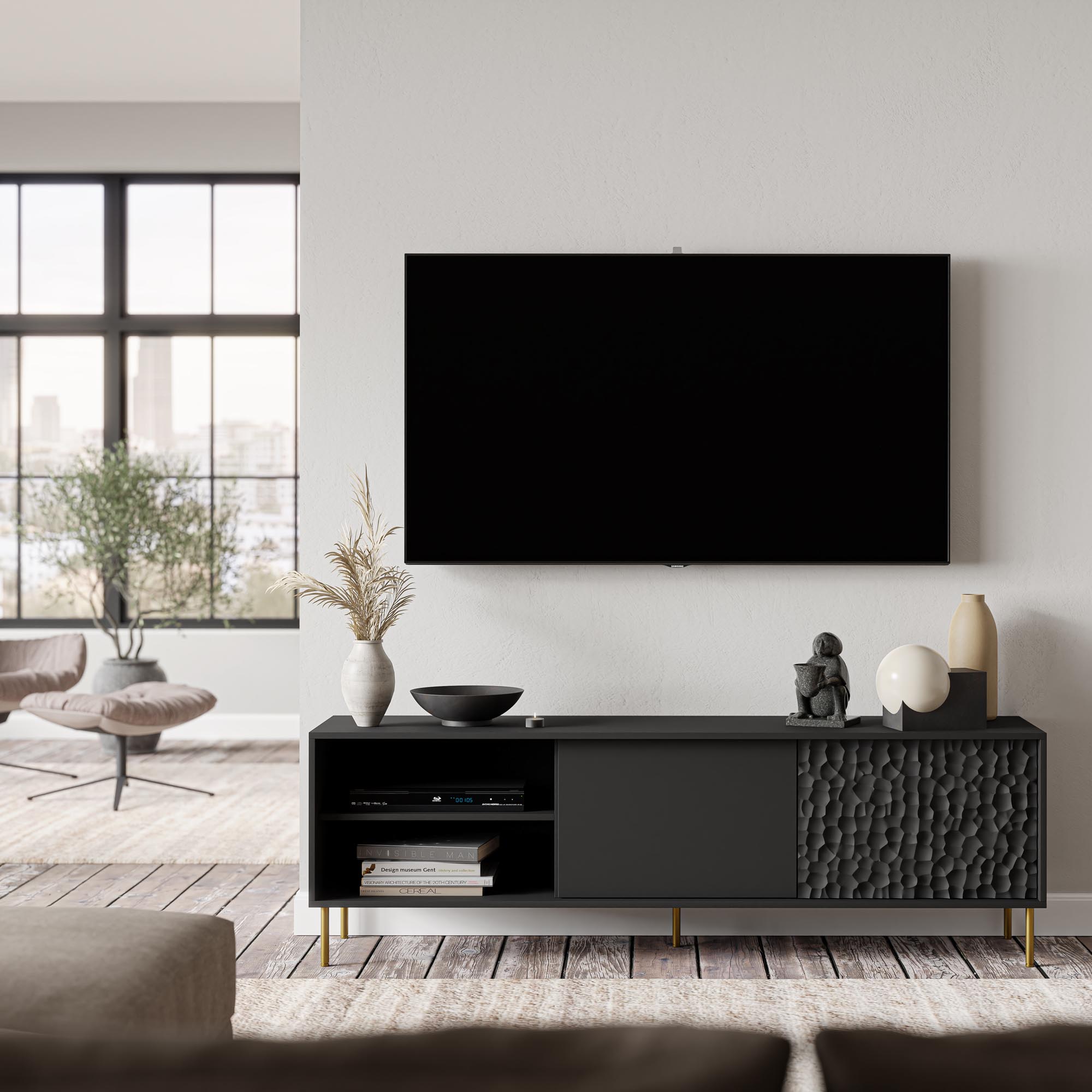BULLET RTV-1 TV stand, black / gold - slika 2