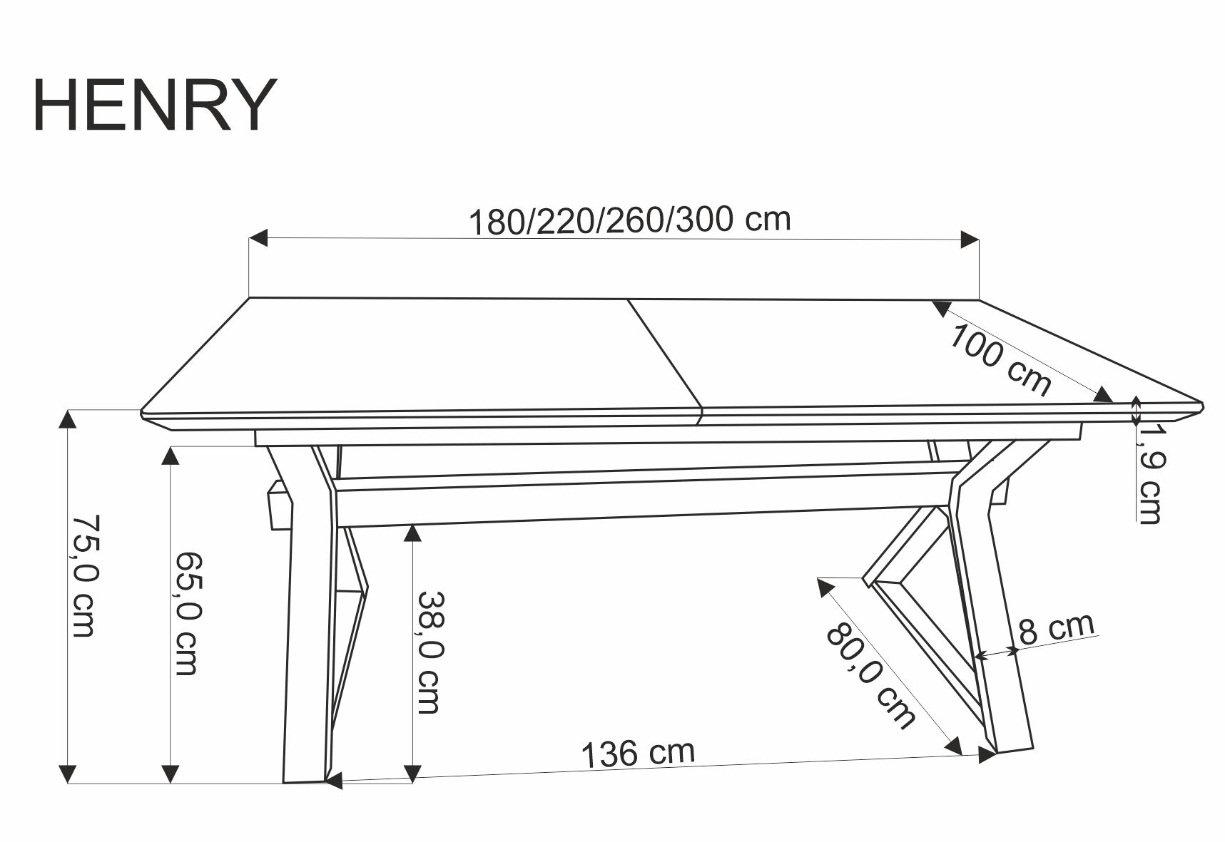 HENRY table, natural / black - slika 20