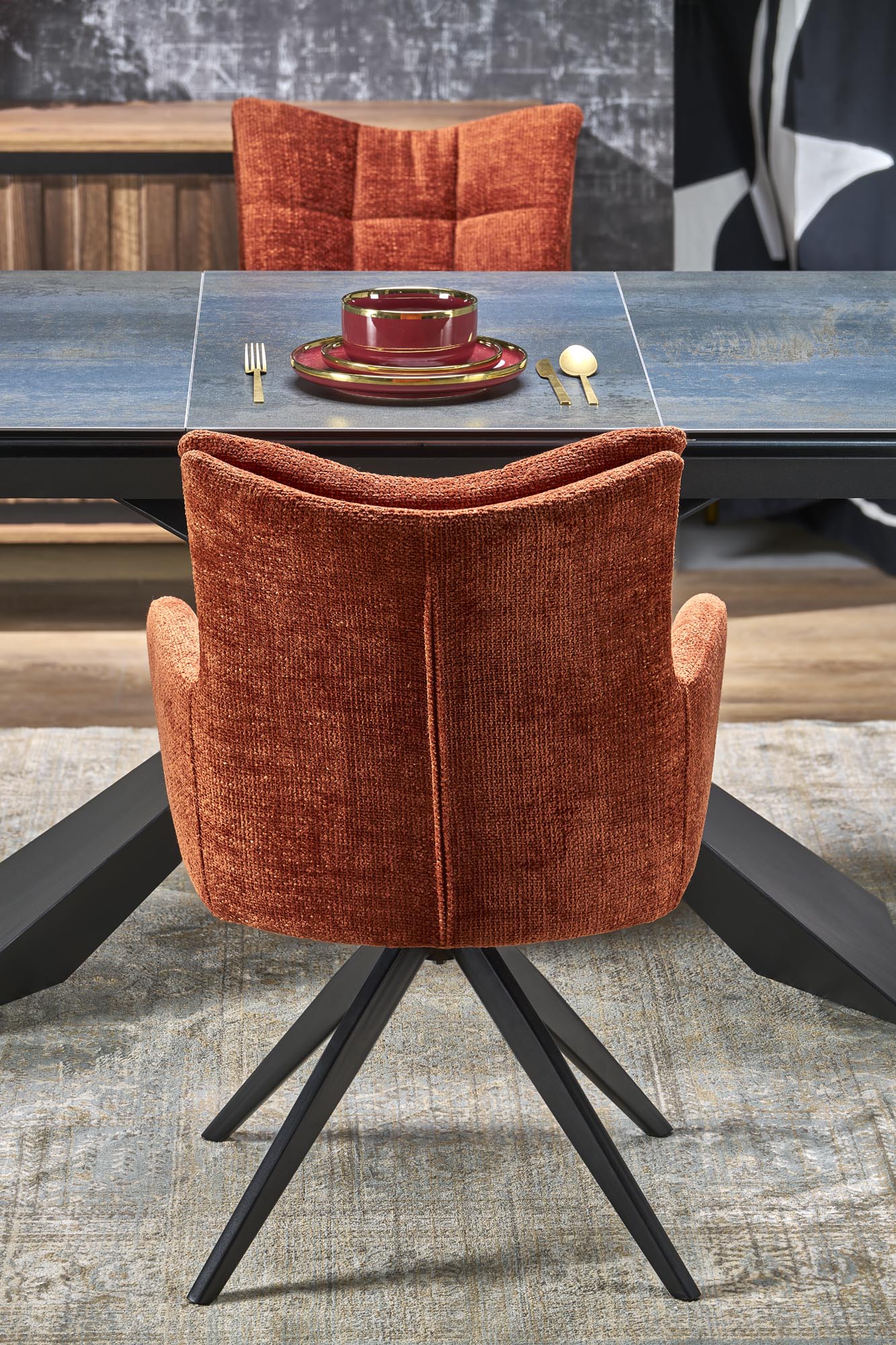 LUCIANO extension table, blue marble / black - slika 3