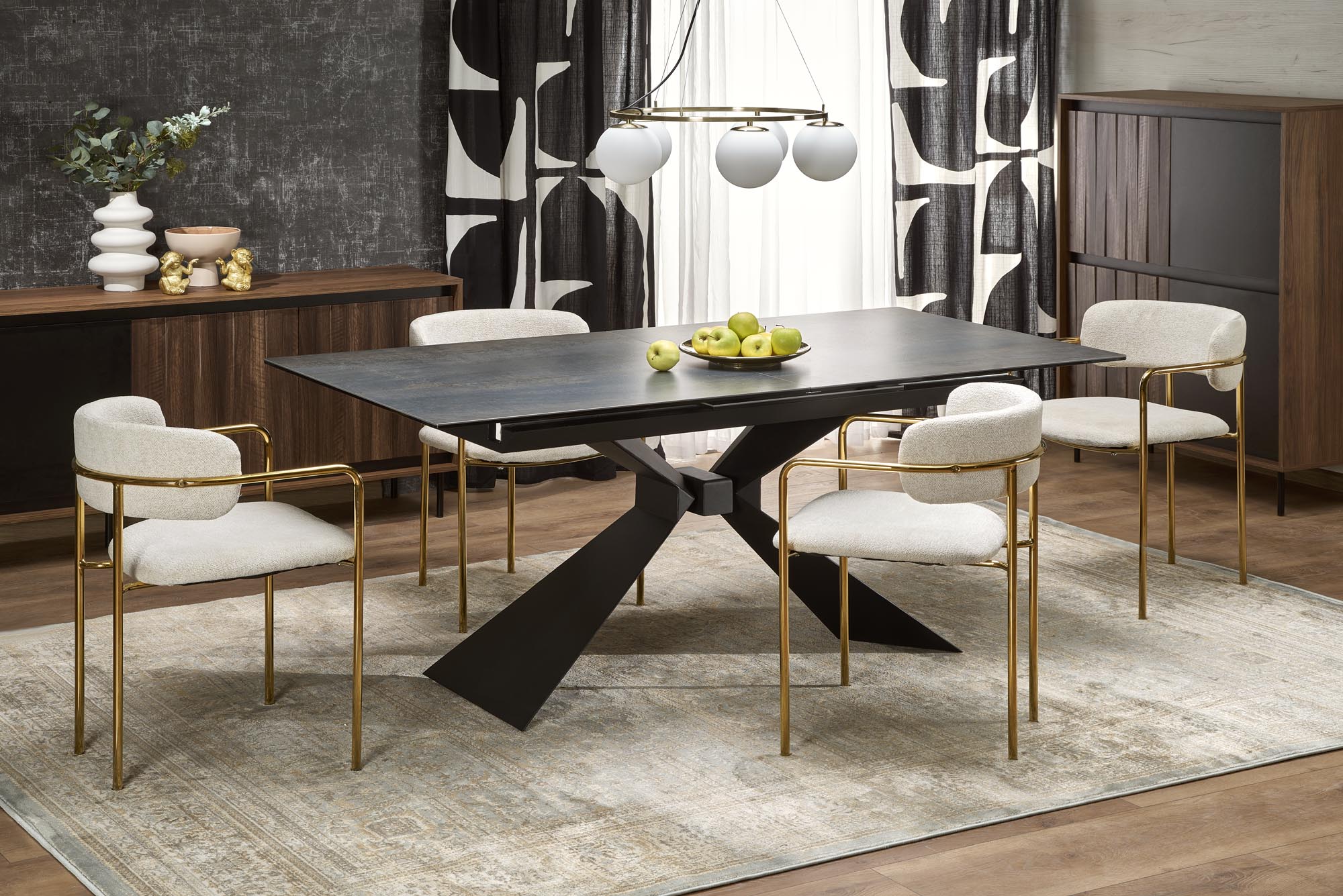 LUCIANO extension table, blue marble / black - slika 6