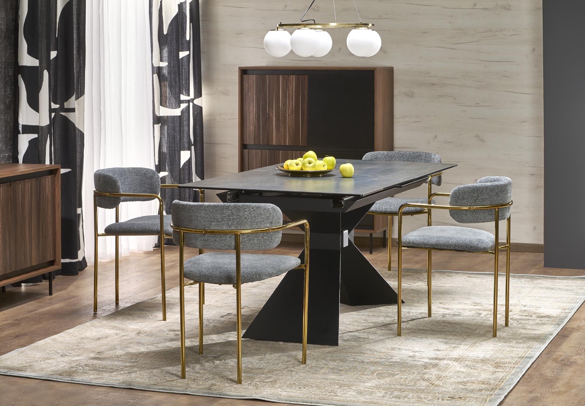 LUCIANO extension table, blue marble / black - slika 8