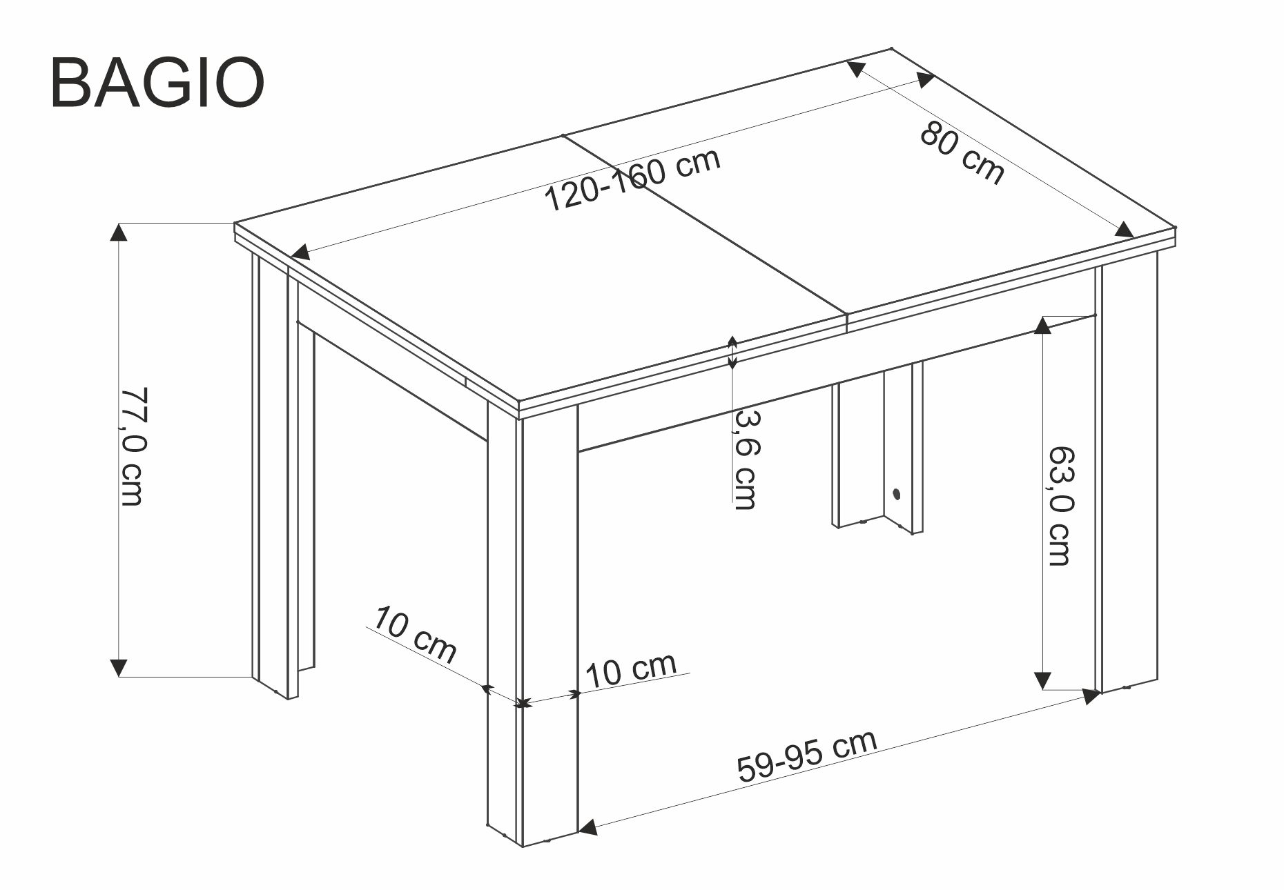 BAGIO extension table, atisan oak / black - slika 17