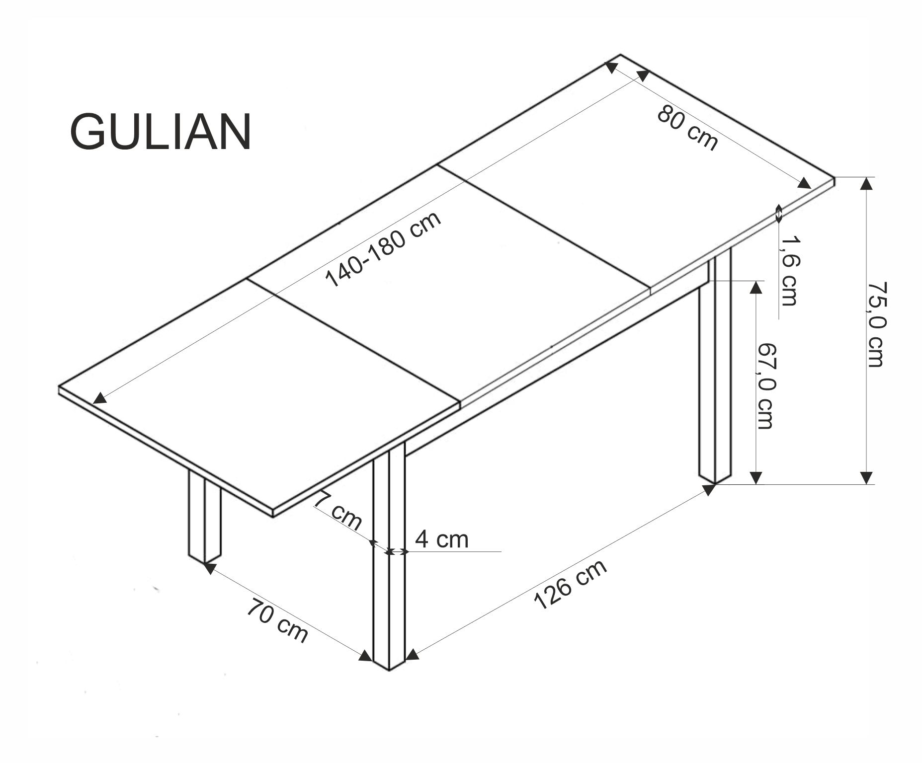 GULIAN extension table, wotan oak / black - slika 19
