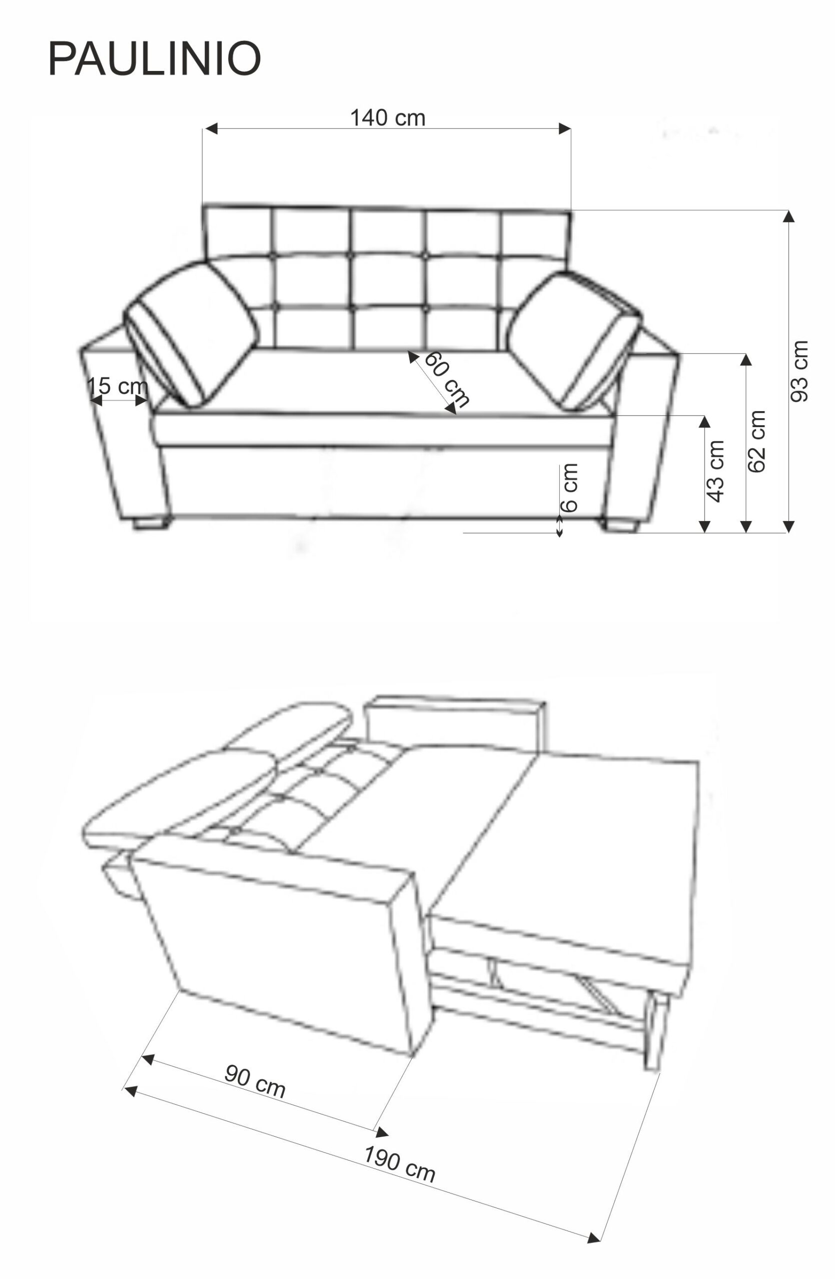 PAULINIO folding sofa color: beige - slika 16
