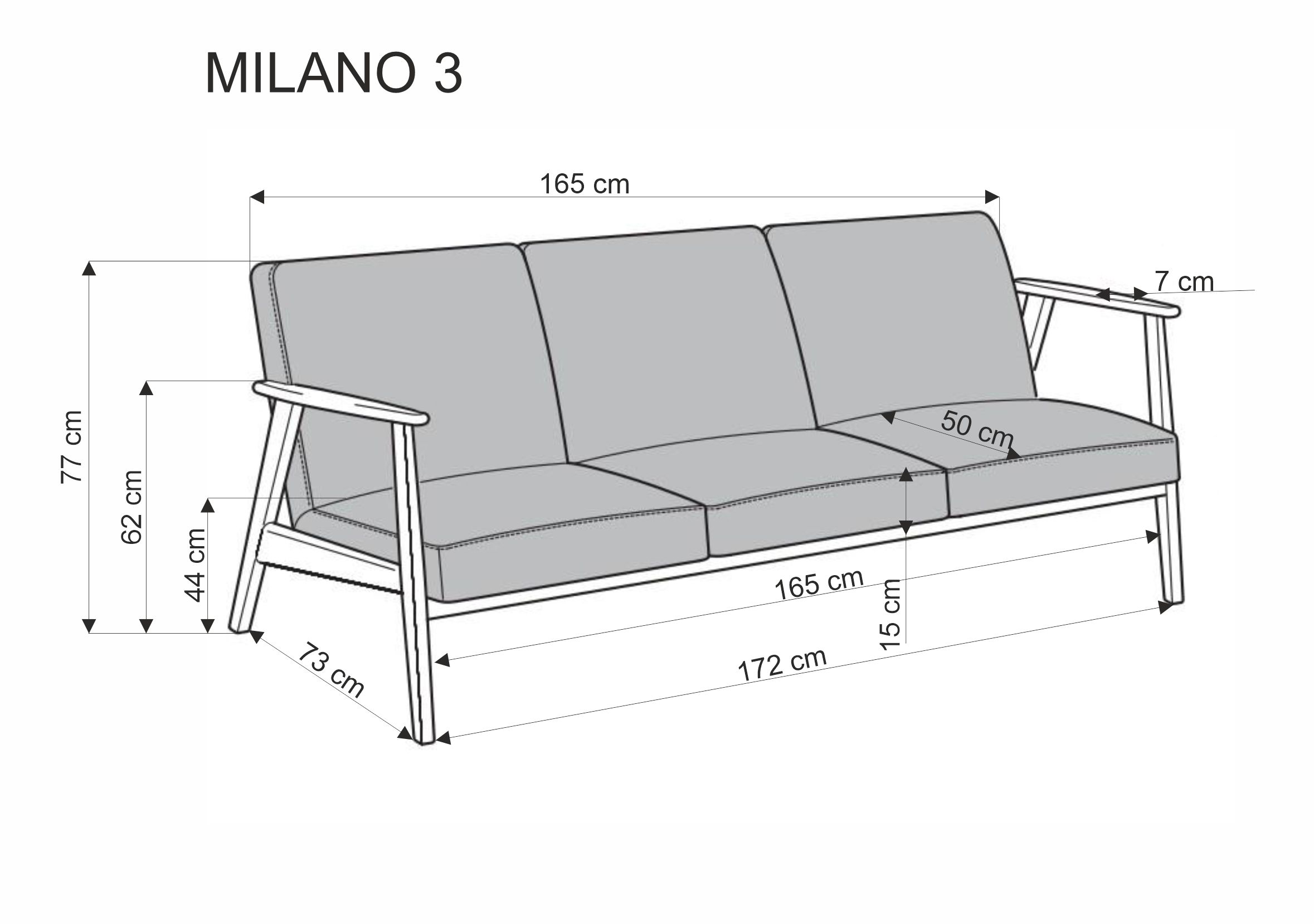 MILANO 3S sofa, beige CASTEL#15 / dark walnut - slika 12