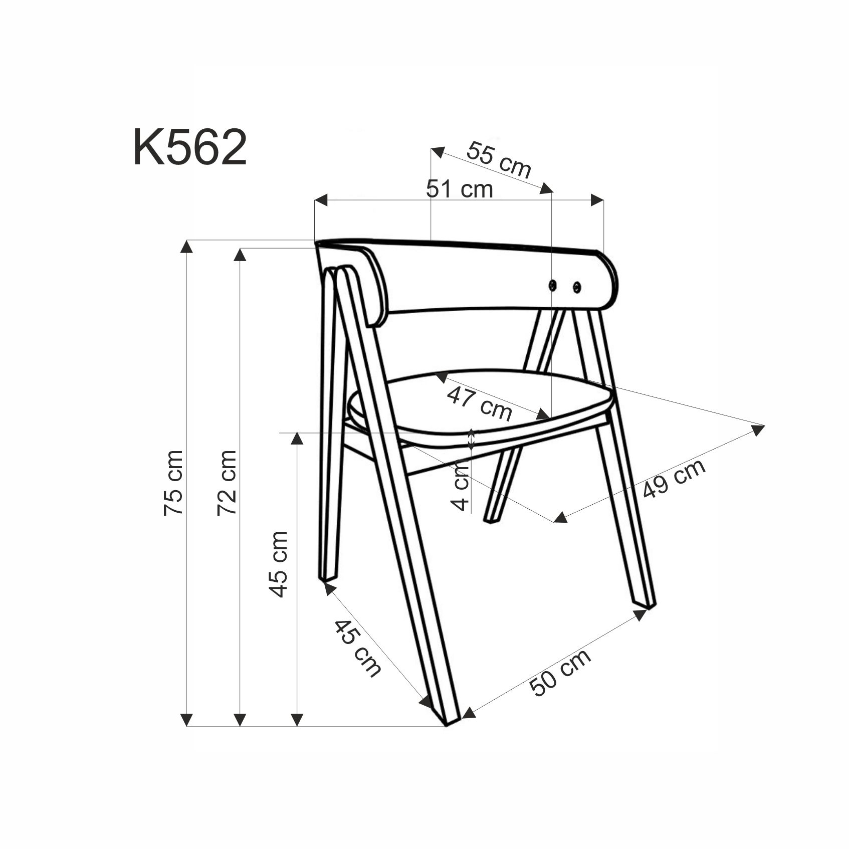 K562 chair, walnut / light beige - slika 11