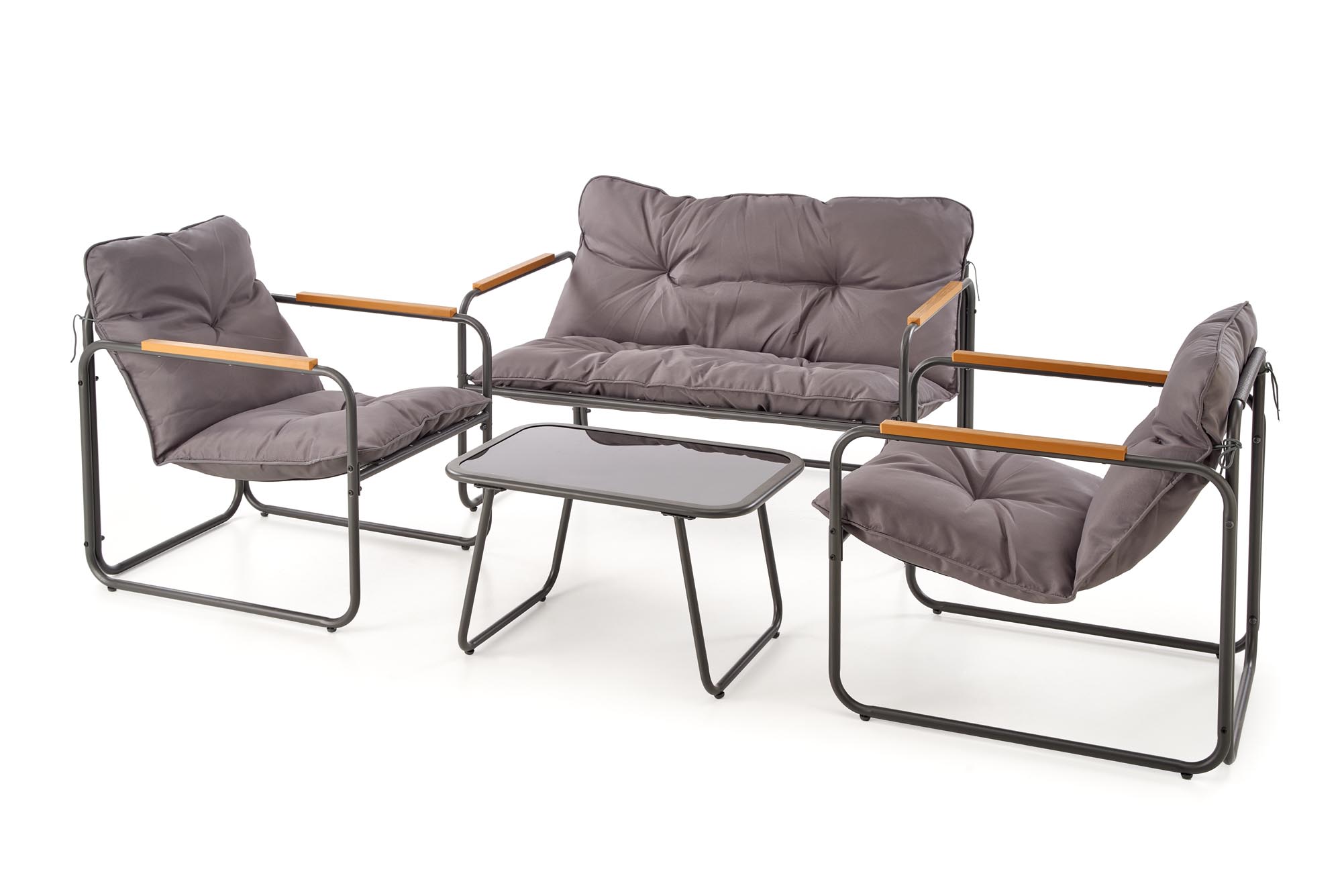 HUDSON garden set ( sofa, chair 2x, c. table ), grey / brown - slika 29