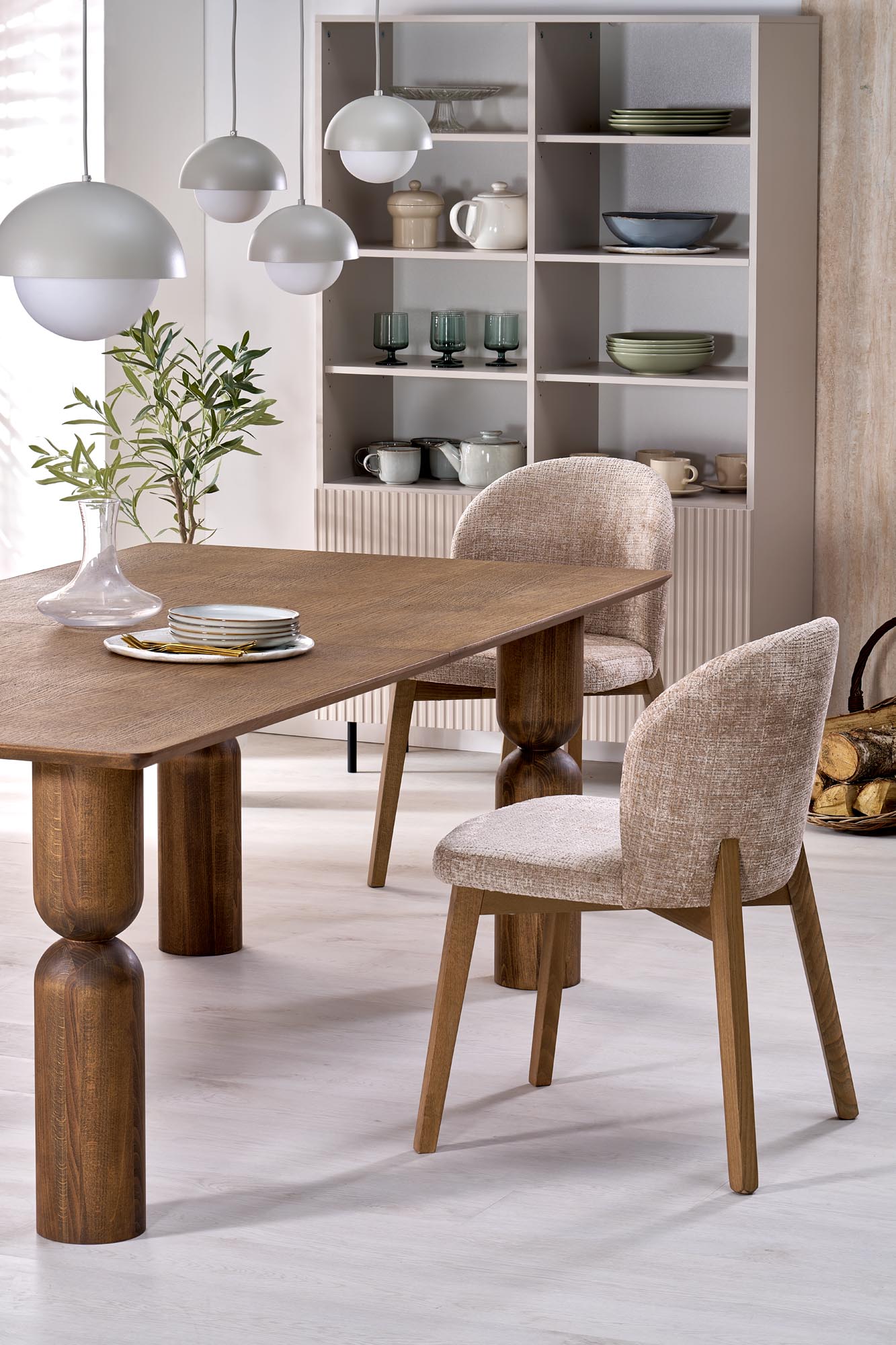 JAPANDI extension table, color: light walnut / light walnut - slika 6