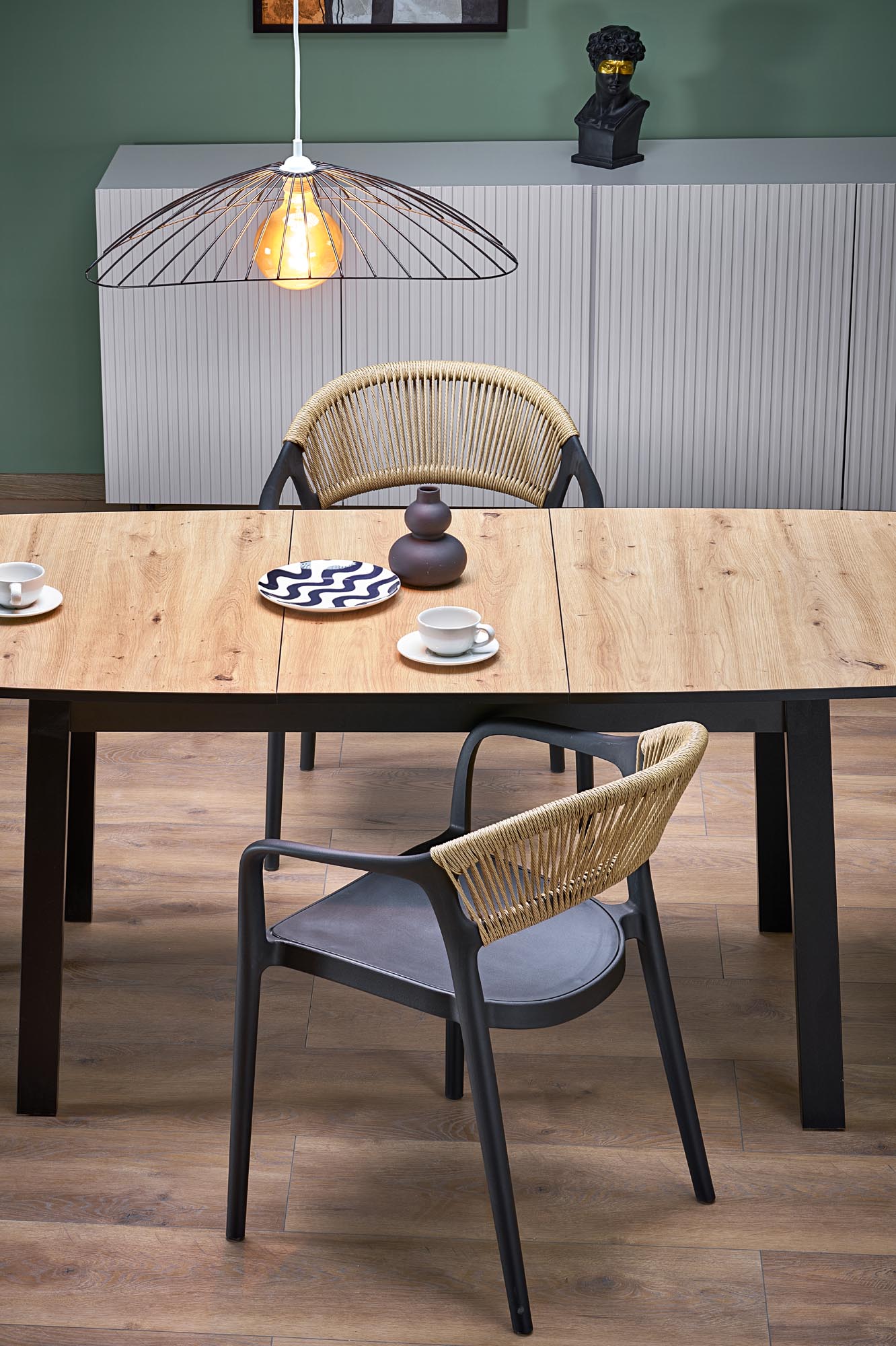 BARRIL extension table, color: artisan oak / black - slika 5