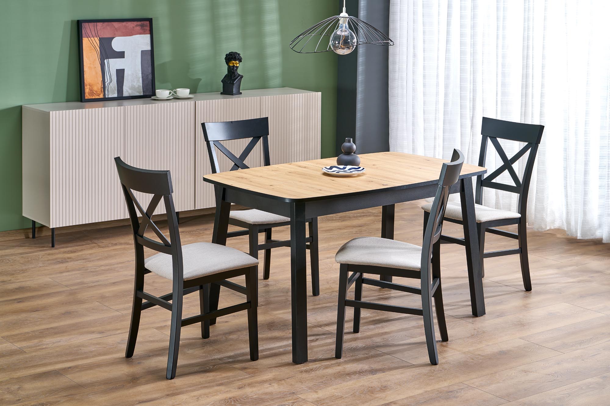 BARRIL extension table, color: artisan oak / black - slika 6