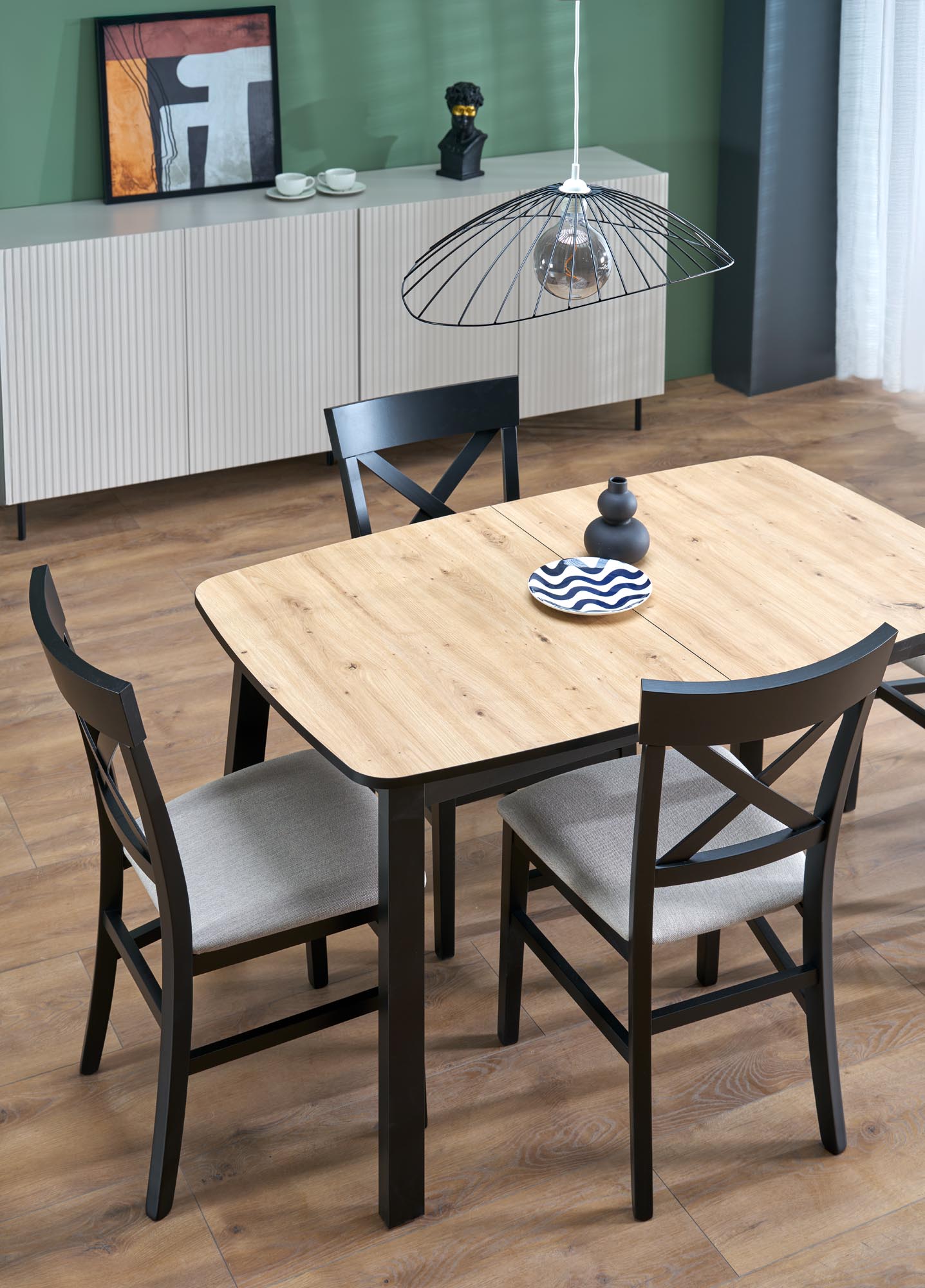 BARRIL extension table, color: artisan oak / black - slika 7