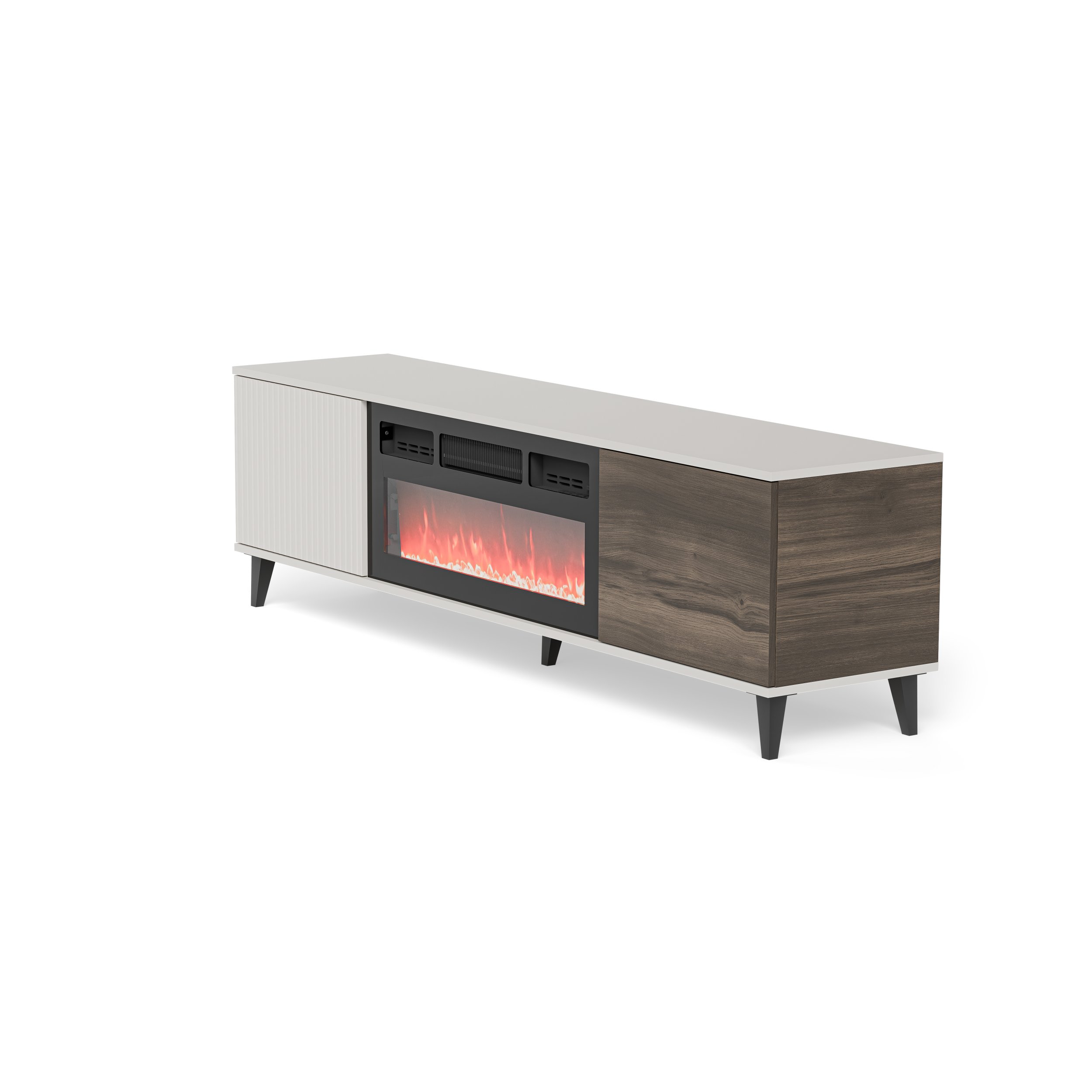 RANDOM 2 RTV-K TV stand with fireplace 180 cm, cashmere / walnut / black - slika 10