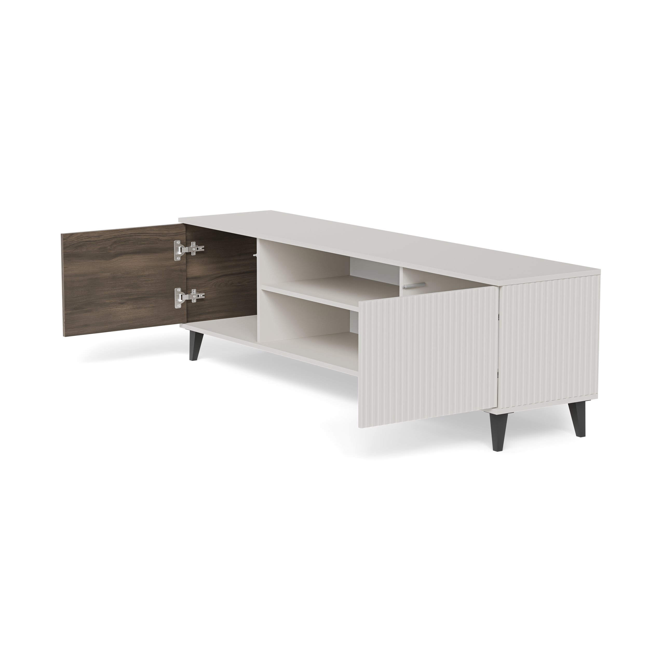 RANDOM 2 RTV-K TV stand with fireplace 180 cm, cashmere / walnut / black - slika 15