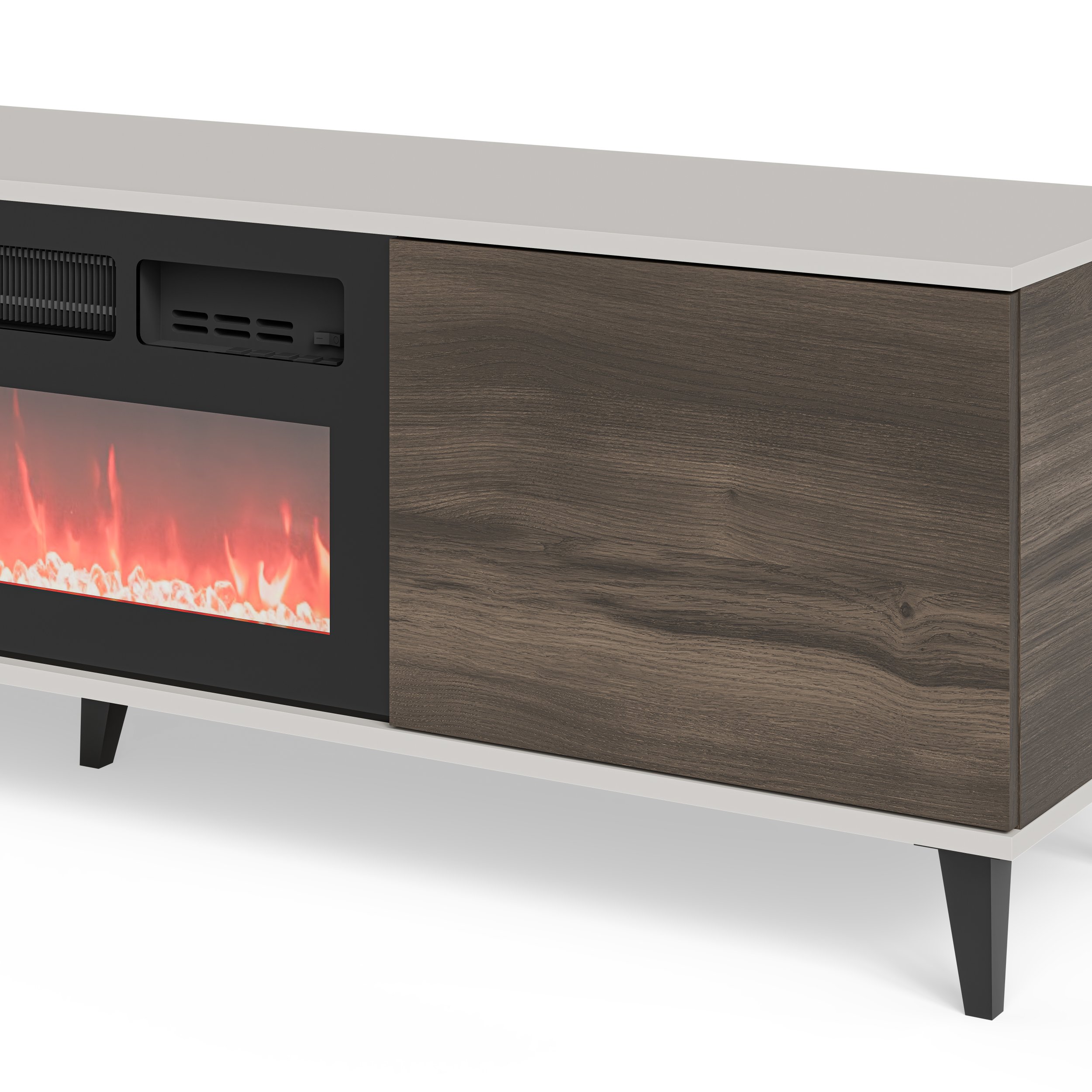 RANDOM 2 RTV-K TV stand with fireplace 180 cm, cashmere / walnut / black - slika 18