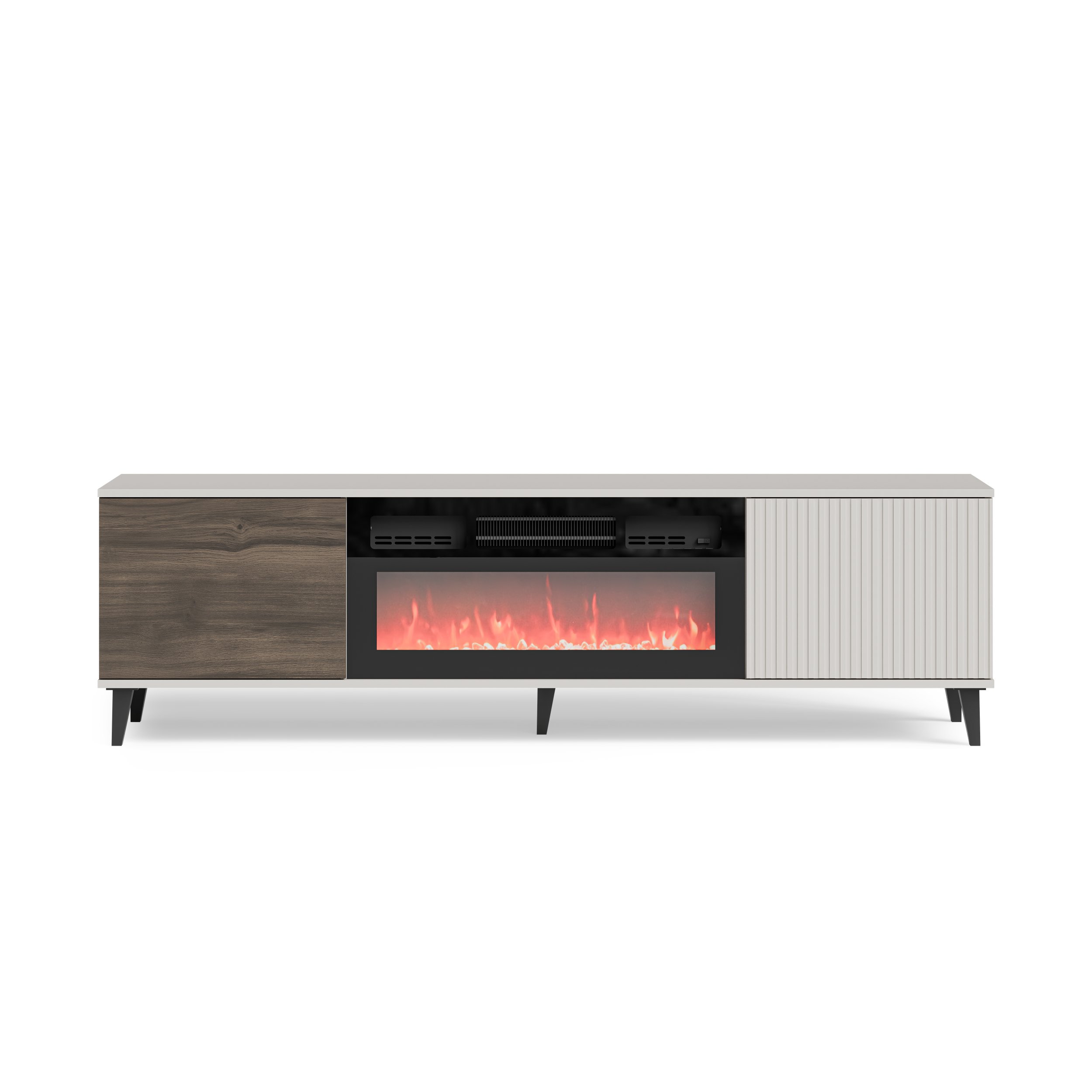 RANDOM 2 RTV-K TV stand with fireplace 180 cm, cashmere / walnut / black - slika 28