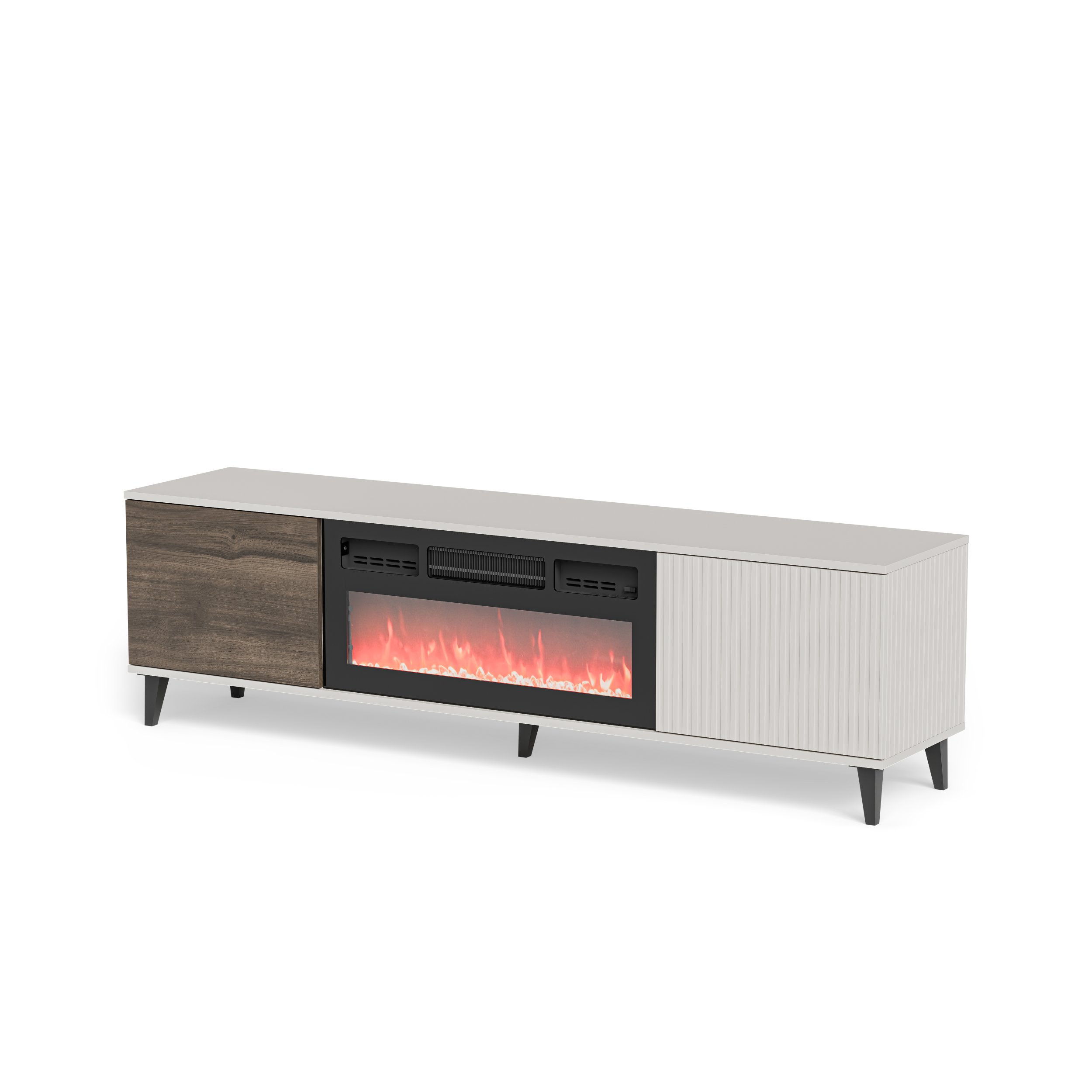 RANDOM 2 RTV-K TV stand with fireplace 180 cm, cashmere / walnut / black - slika 4