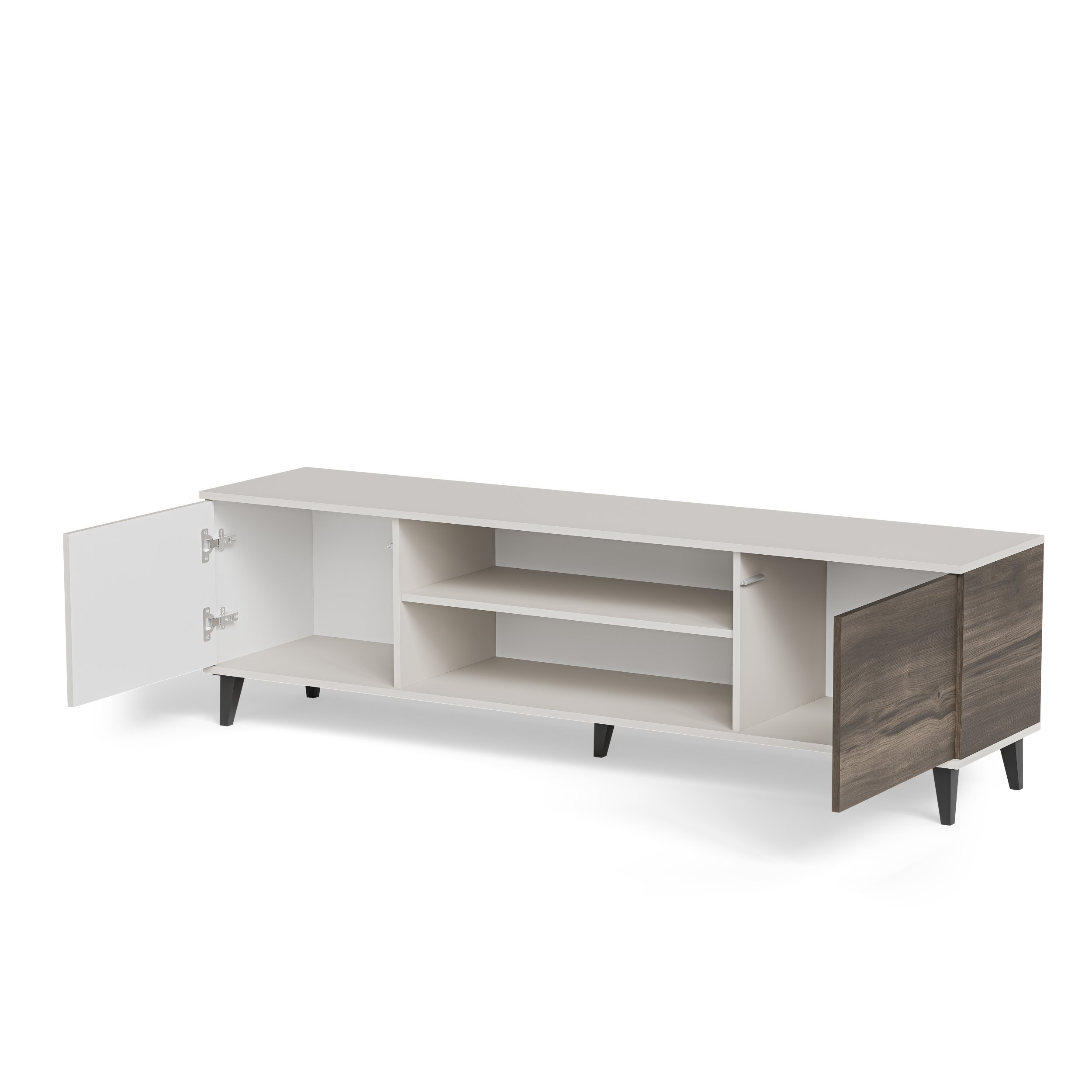 RANDOM 2 RTV-K TV stand with fireplace 180 cm, cashmere / walnut / black - slika 5